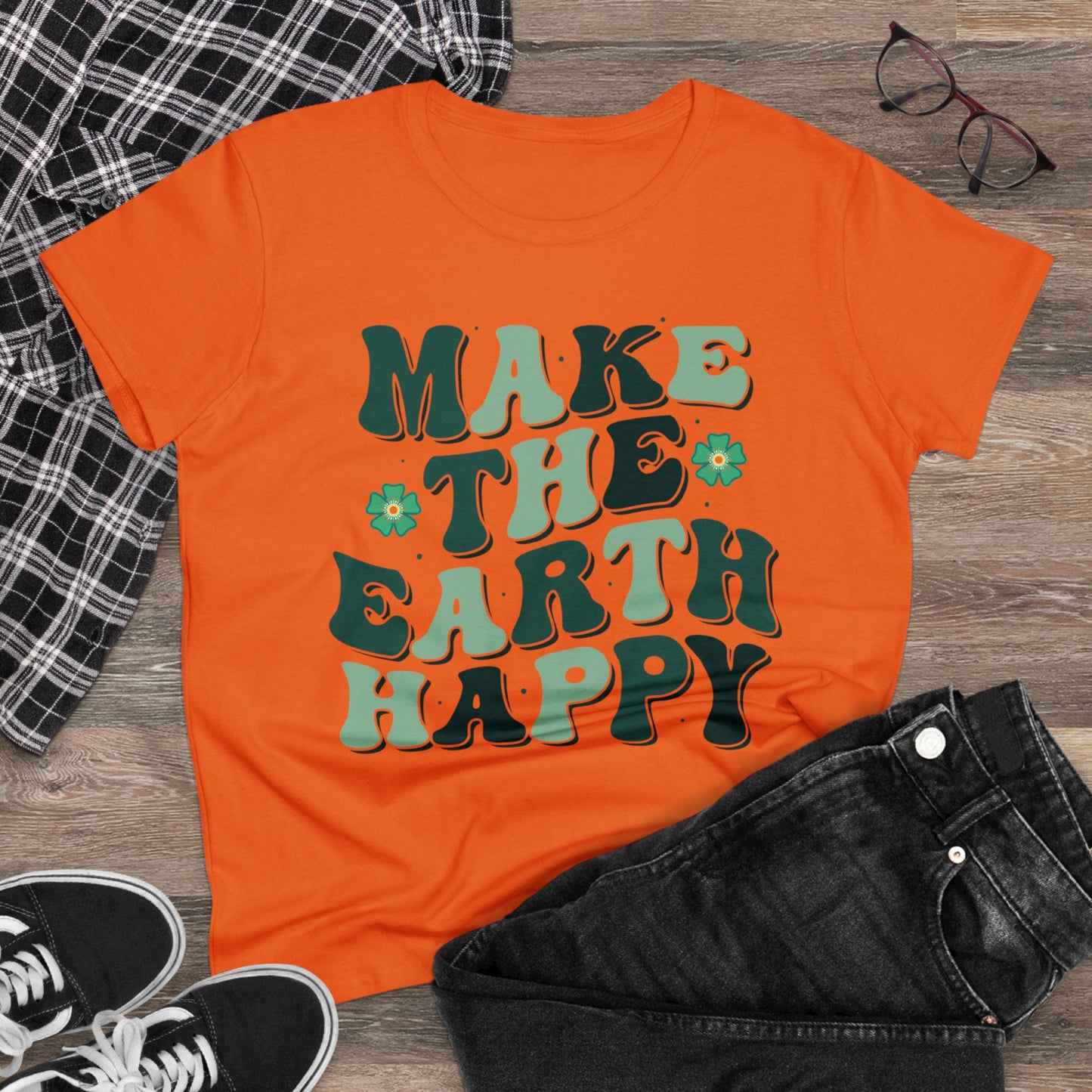 Make the Earth Happy - Gardening - Women's Midweight Cotton Tee