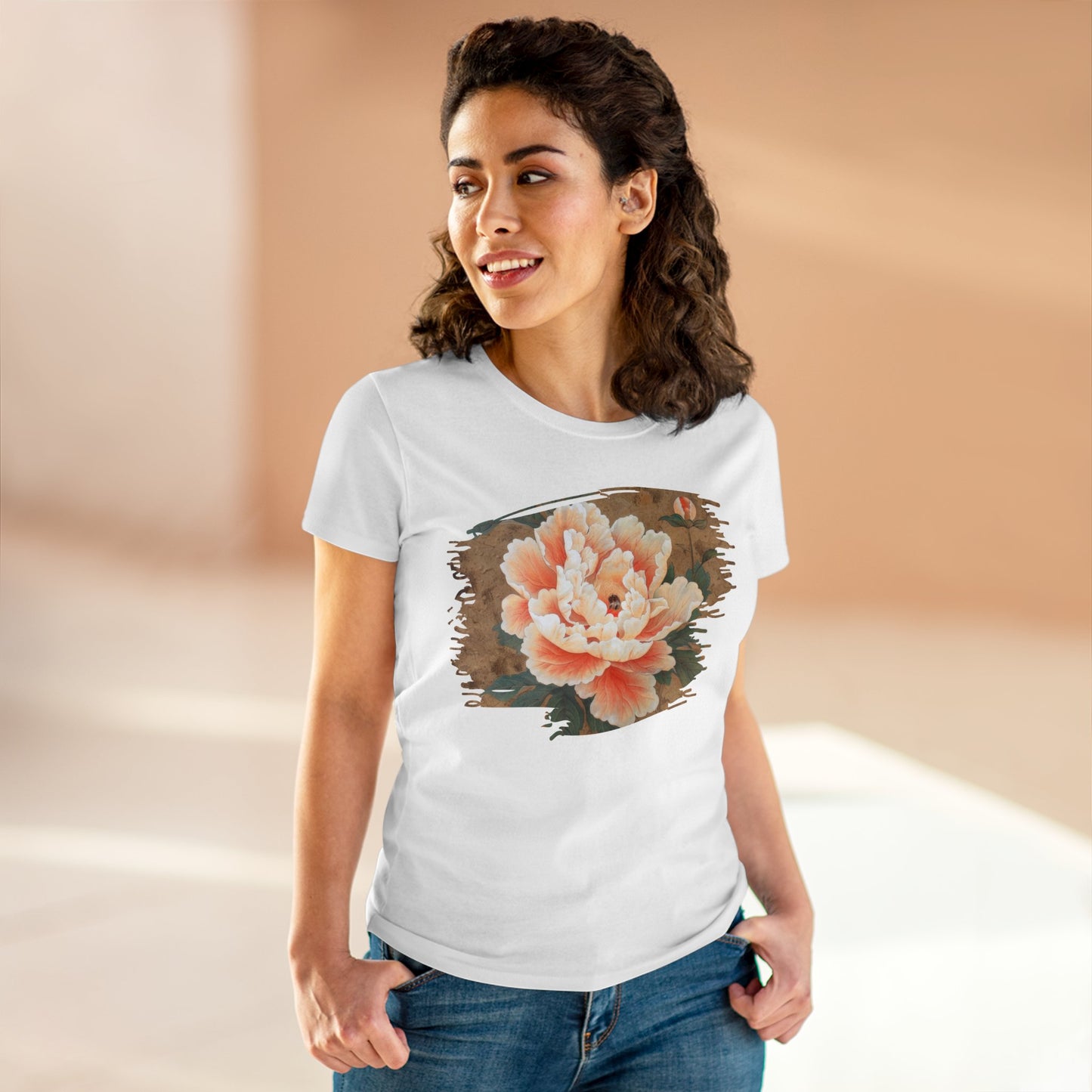 Peony - Flower - Women's Midweight Cotton Tee