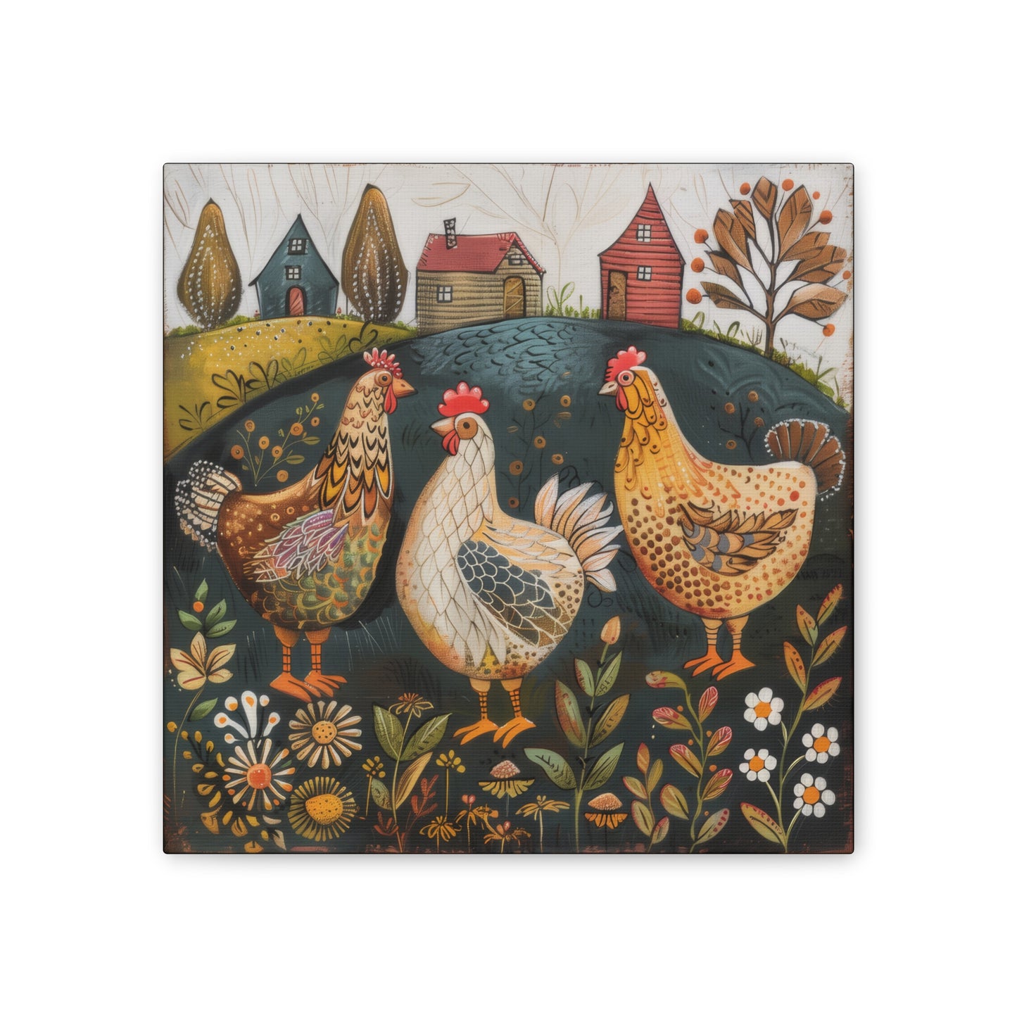 Chickens - Canvas Stretched, 0.75" - Canvas Stretched, 0.75"