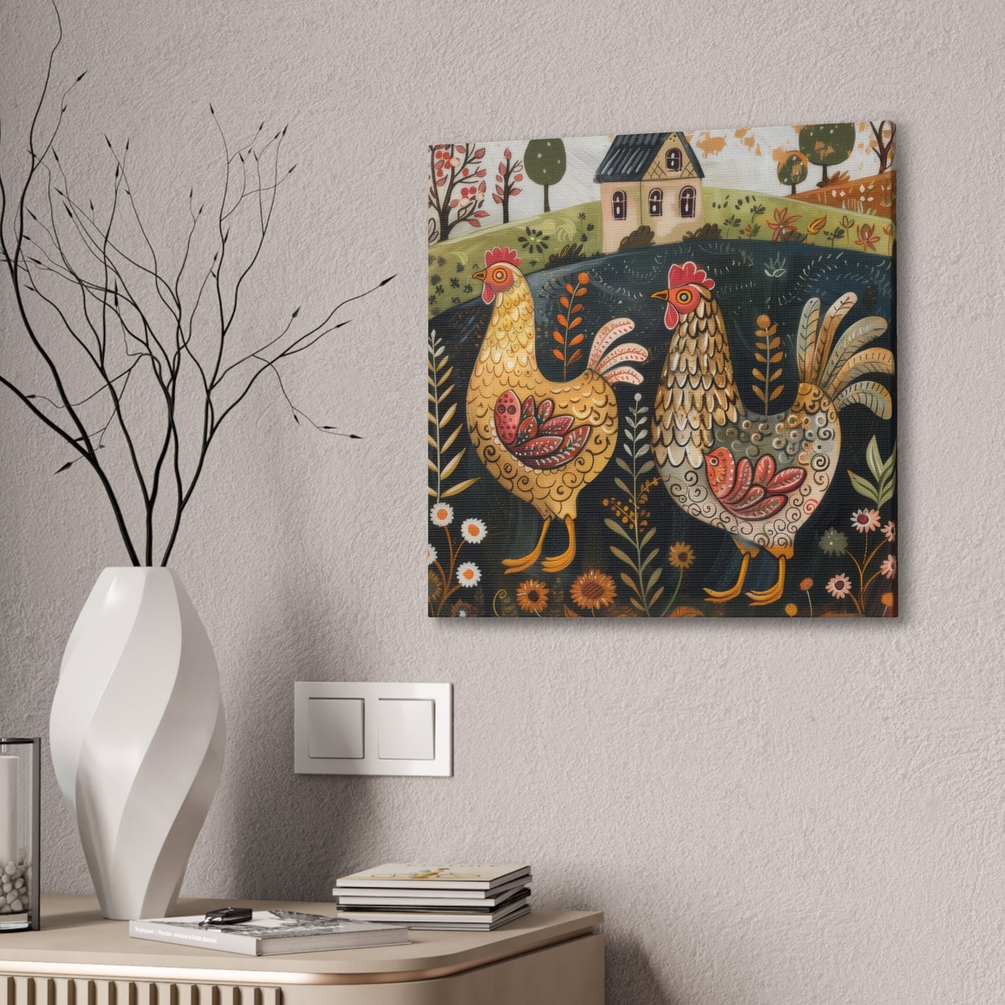 Chickens - Canvas Stretched, 0.75" - Canvas Stretched, 0.75"