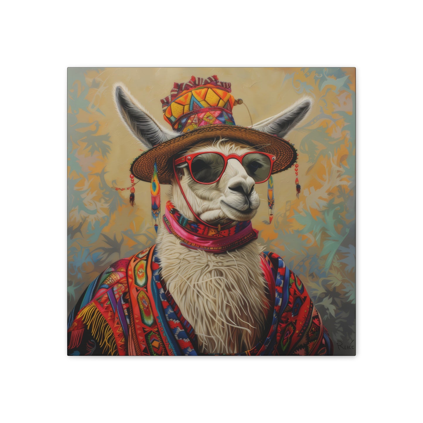 Llama - Canvas Stretched, 0.75"