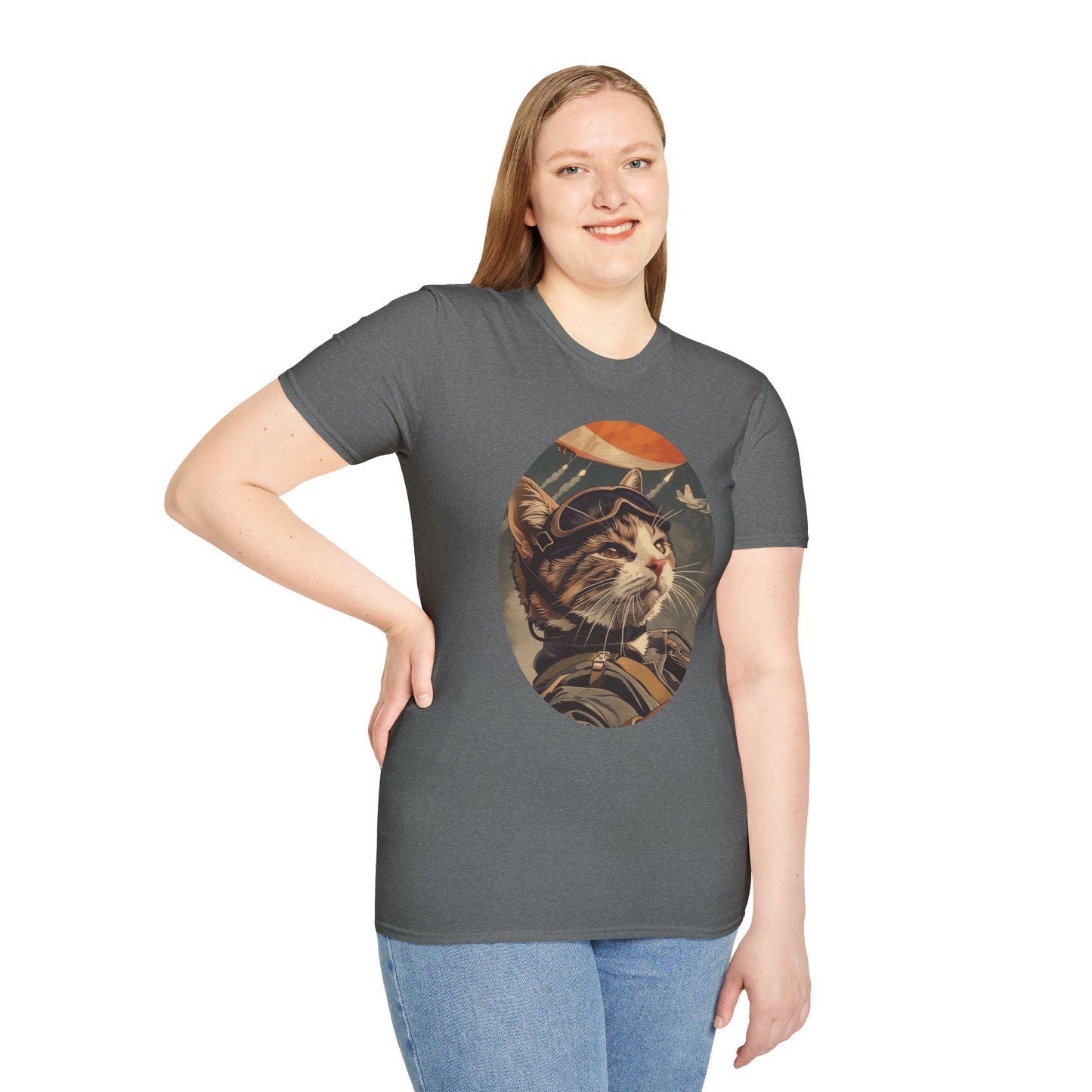 Cat Fighter Pilot - Unisex Softstyle T-Shirt