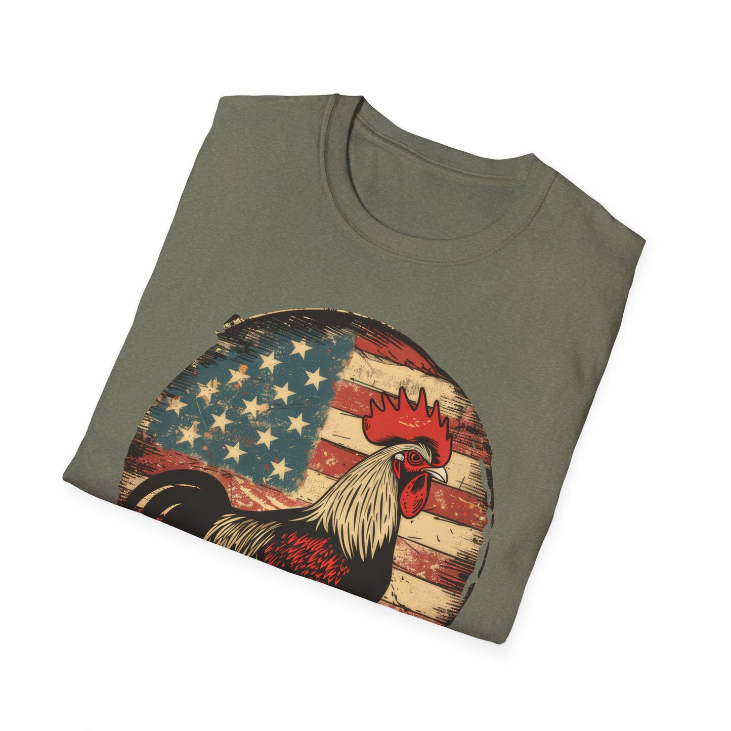 Rooster and Flag - Unisex Softstyle T-Shirt