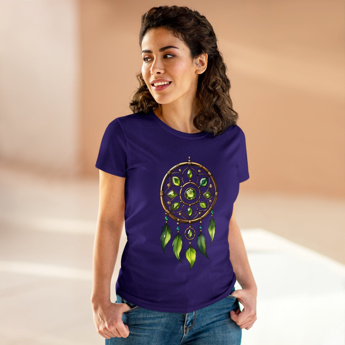 Peridot Dream Catcher - Leo - Astrology - Women's Midweight Cotton Tee