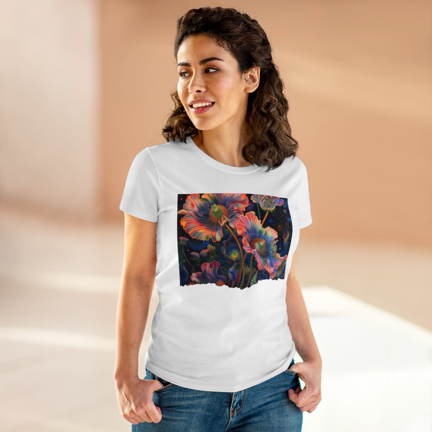 Pastel Flowers - Women's Midweight Cotton Tee