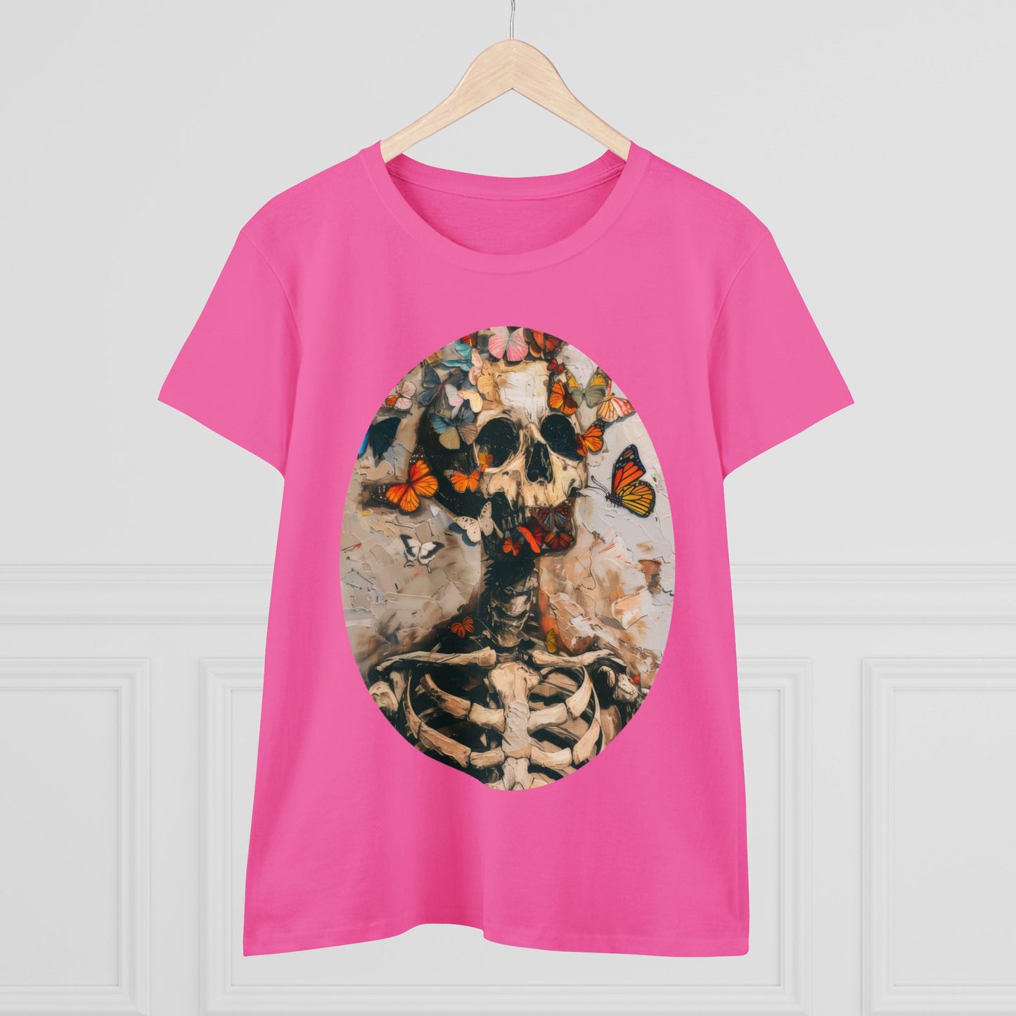 Skeleton and Butterflies - Women's Midweight Cotton Tee