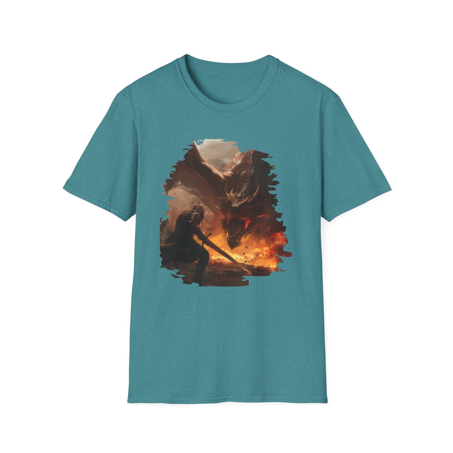 Fighter and Dragon - Unisex Softstyle T-Shirt