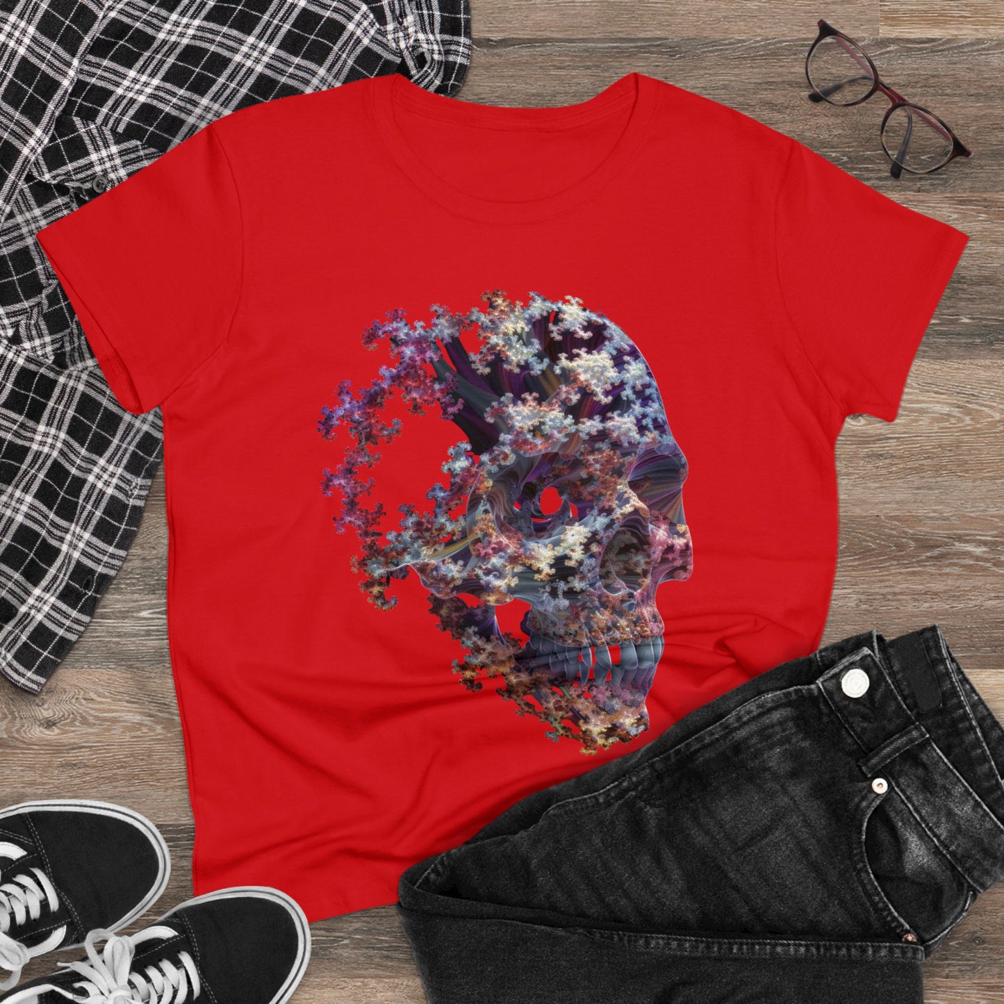 Fractal Skull - Women's Midweight Cotton Tee