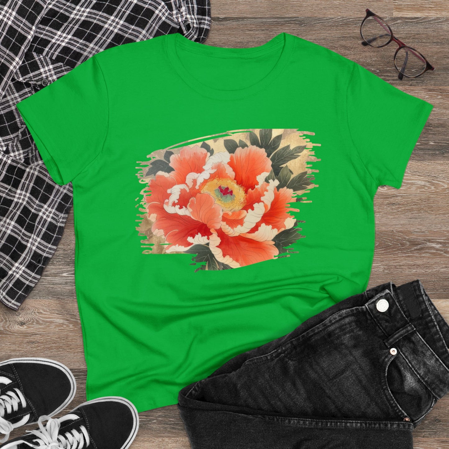 Peony - Flower - Women's Midweight Cotton Tee