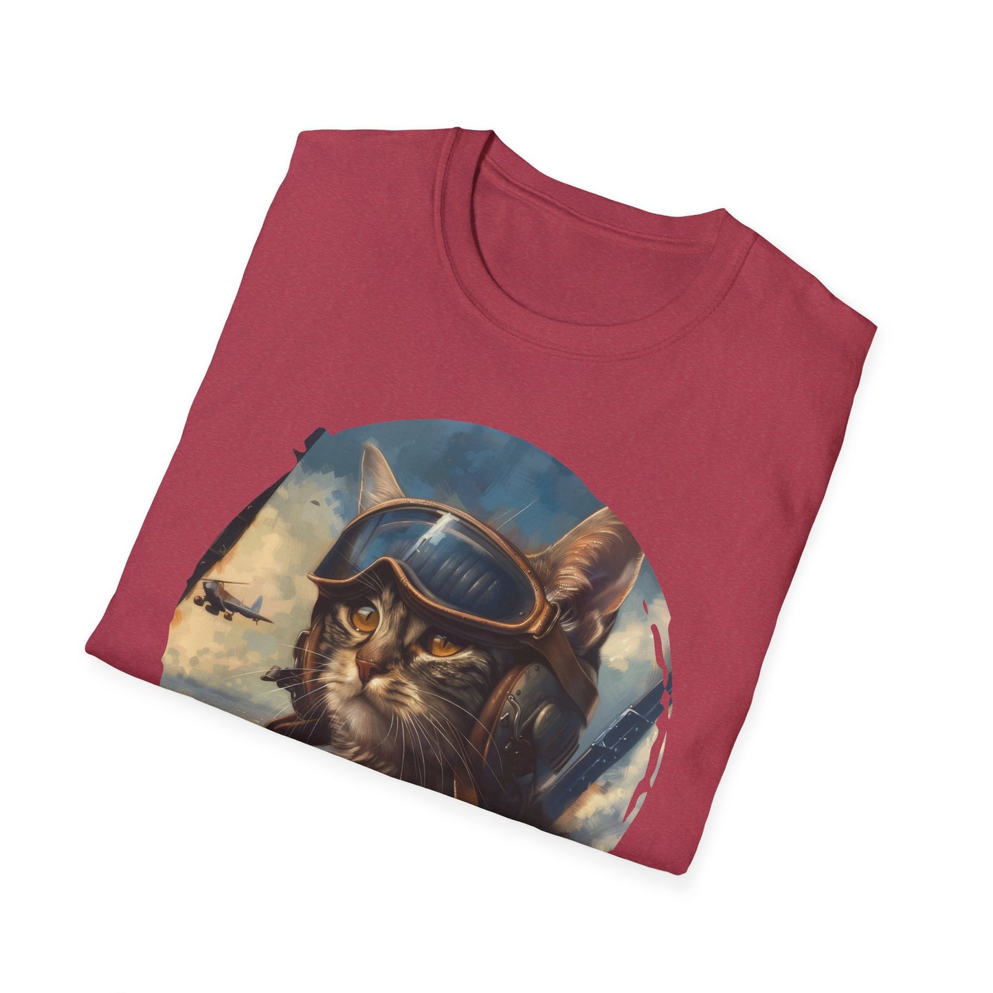 Cat Fighter Pilot - Unisex Softstyle T-Shirt