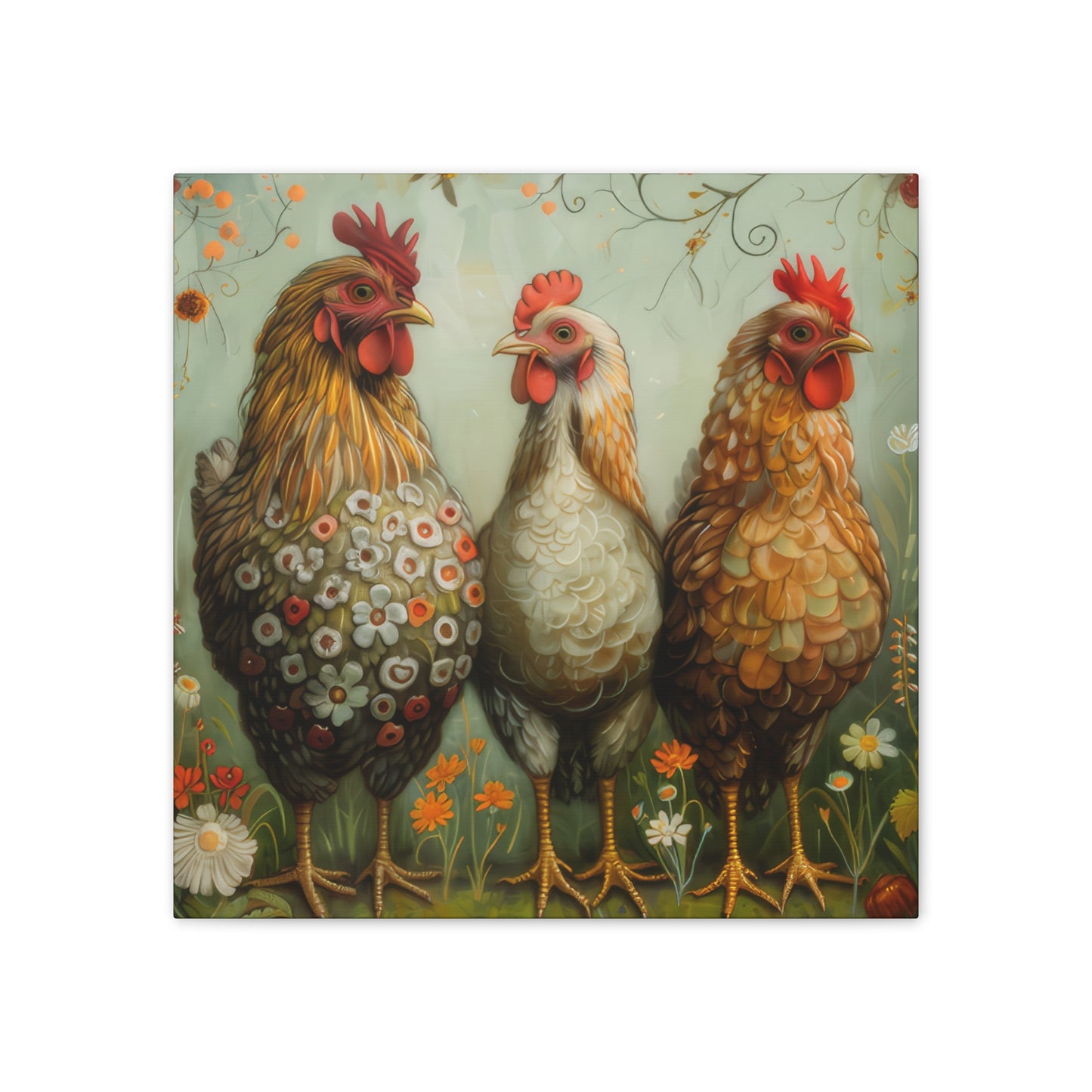 Chickens - Canvas Stretched, 0.75" - Canvas Stretched, 0.75"