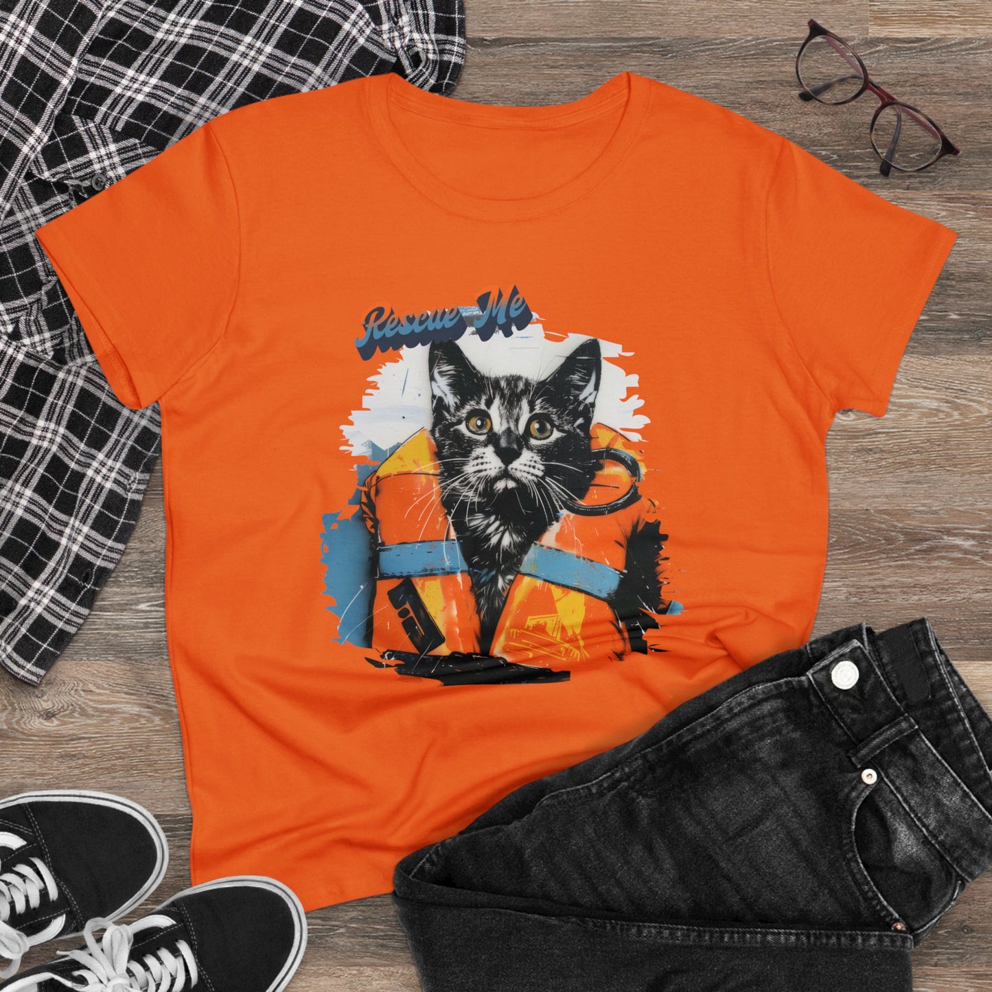 Rescue Cat - Women's Midweight Cotton Tee