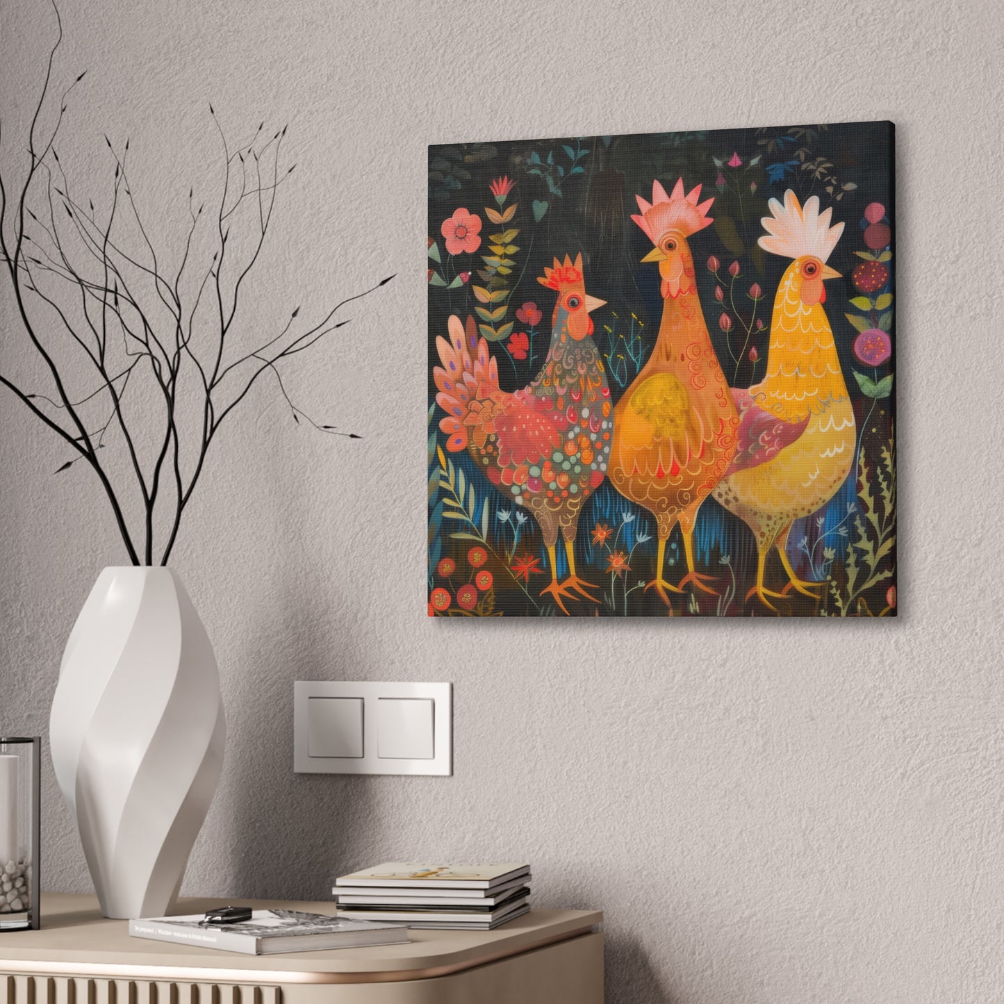 Chickens - Canvas Stretched, 0.75" - Canvas Stretched, 0.75"