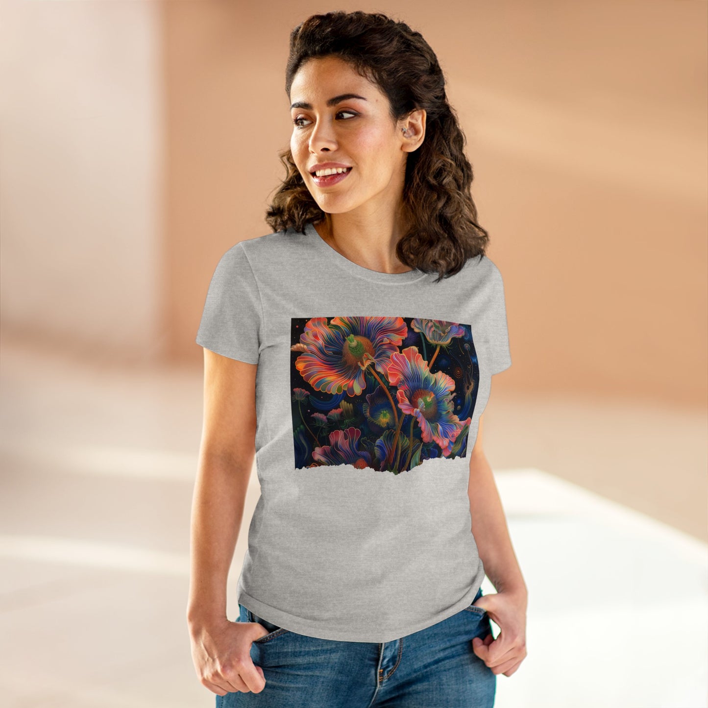 Pastel Flowers - Women's Midweight Cotton Tee