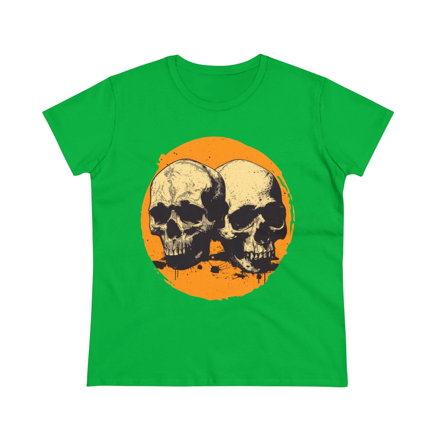 Skulls on Orange - Women's Midweight Cotton Tee