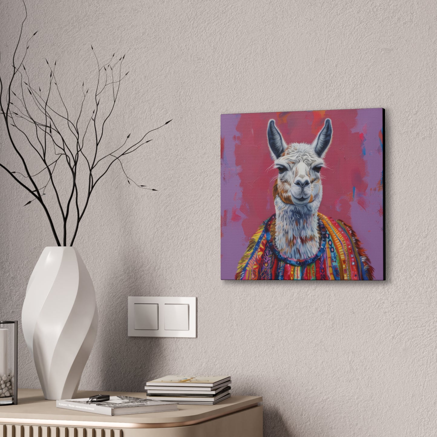 Llama - Canvas Stretched, 0.75"