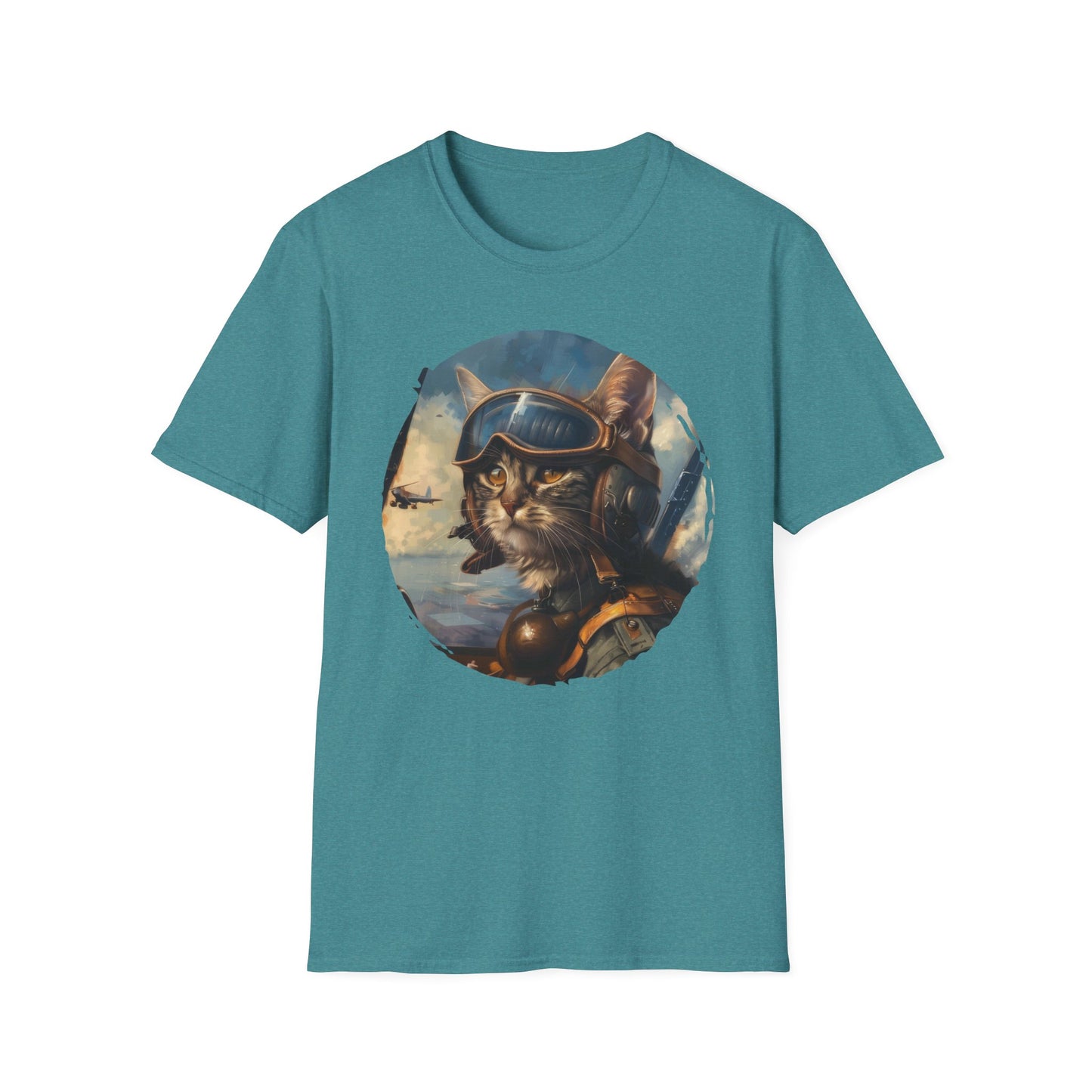 Cat Fighter Pilot - Unisex Softstyle T-Shirt