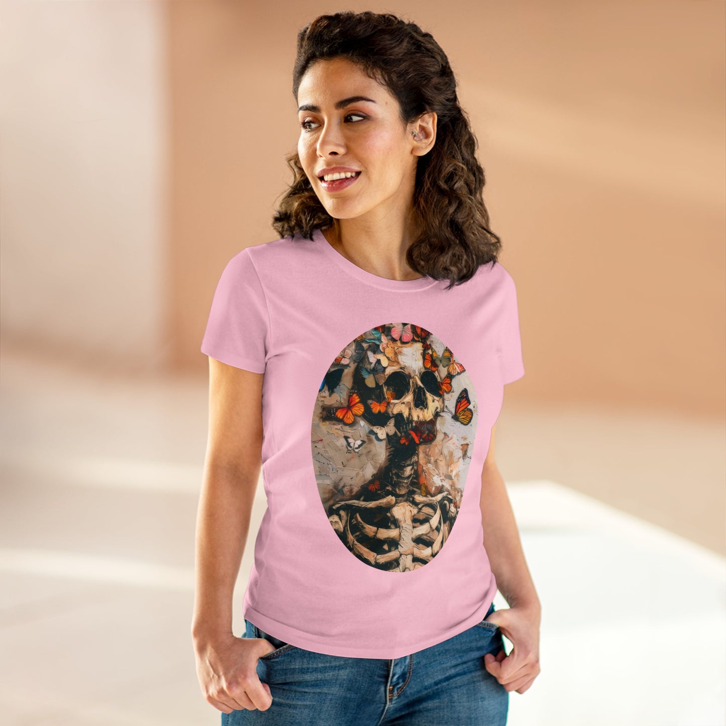 Skeleton and Butterflies - Women's Midweight Cotton Tee