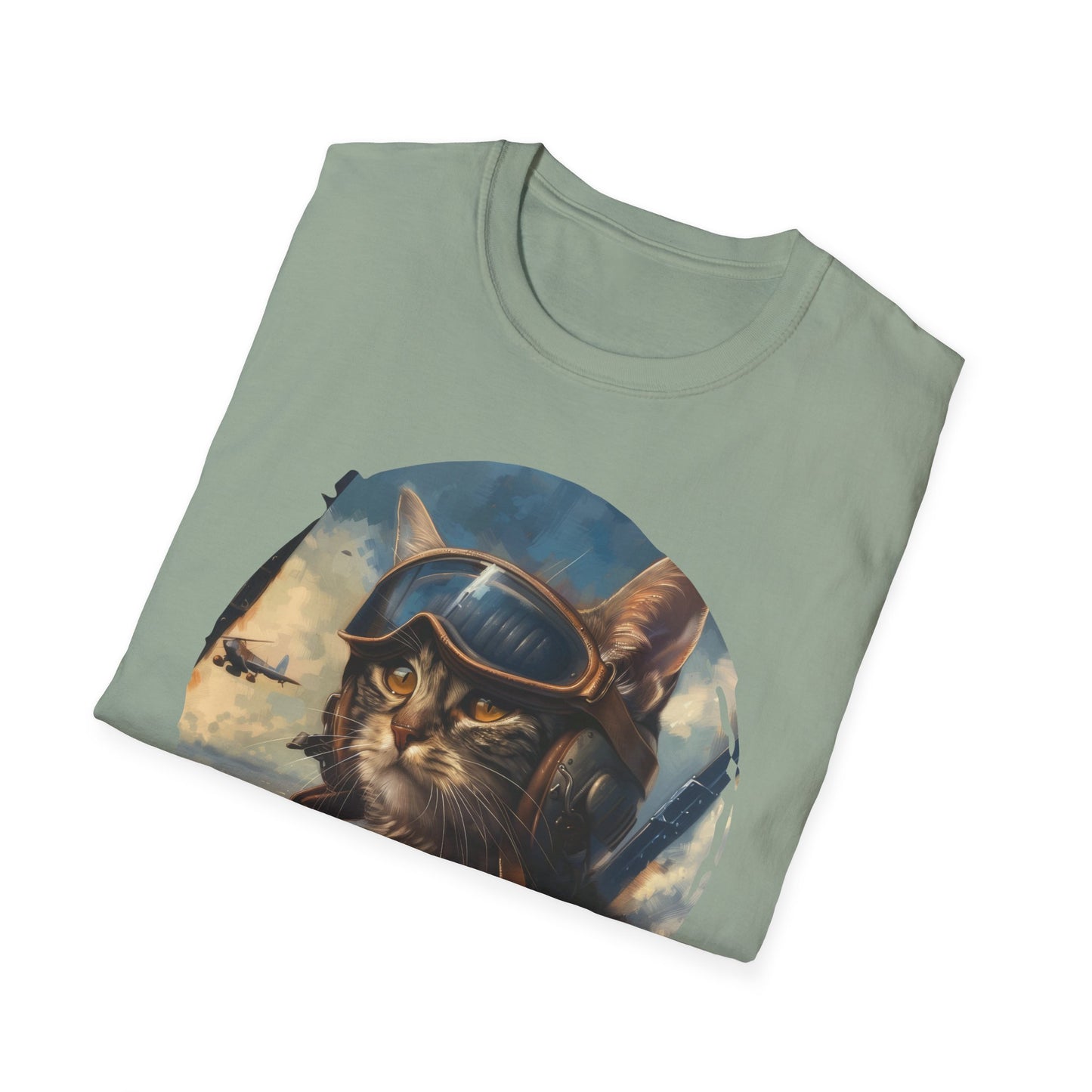 Cat Fighter Pilot - Unisex Softstyle T-Shirt