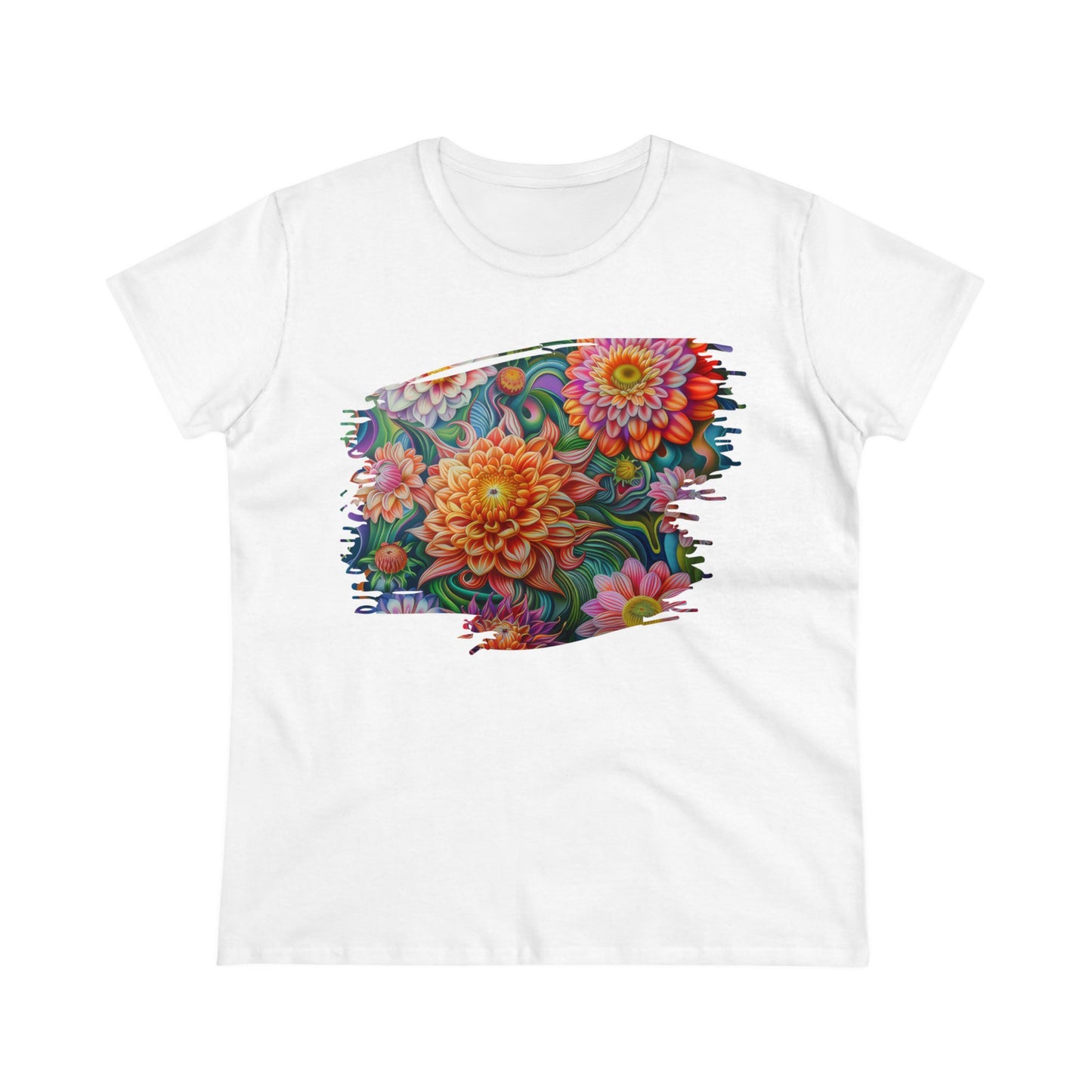 Pastel Flowers - Women's Midweight Cotton Tee