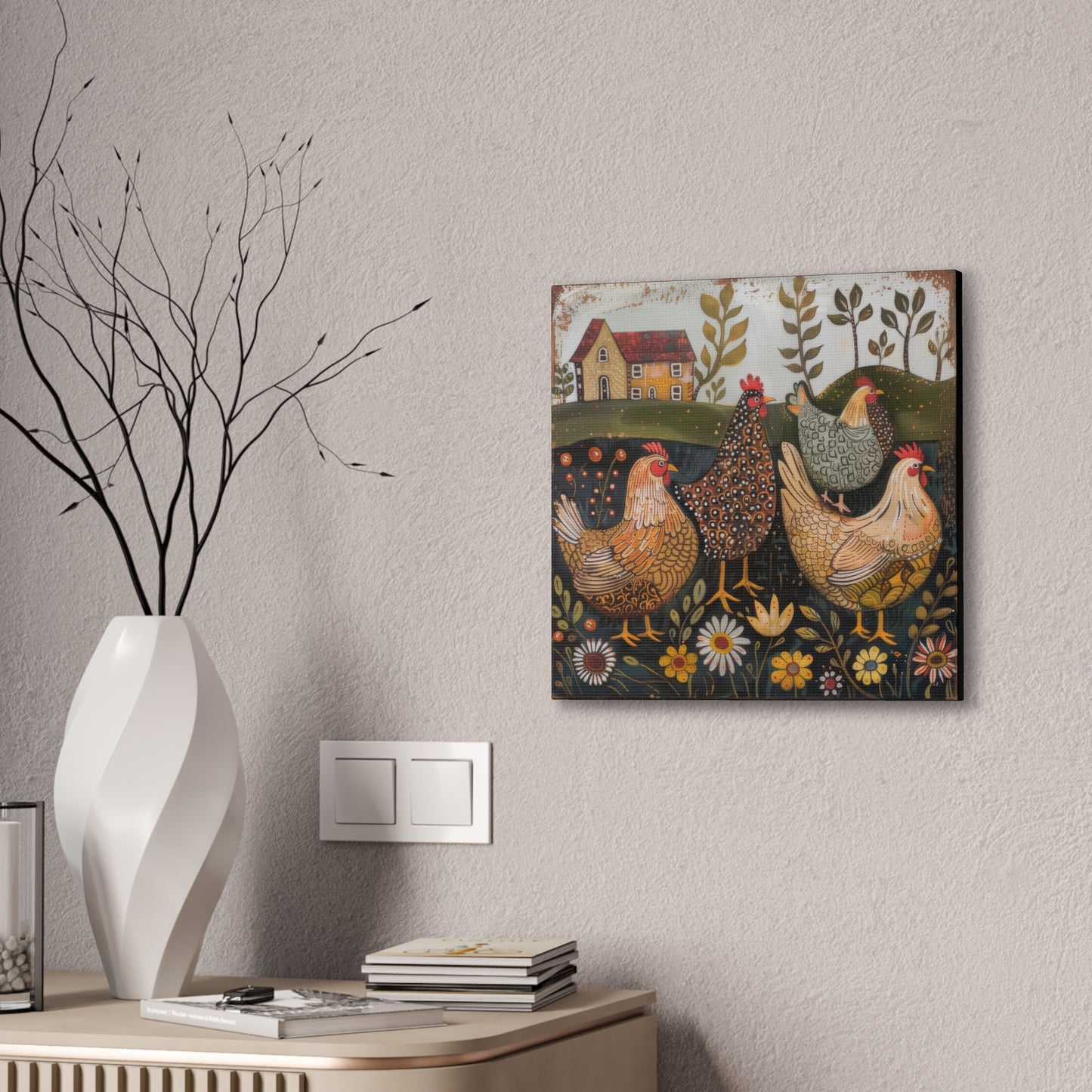 Chickens - Canvas Stretched, 0.75" - Canvas Stretched, 0.75"