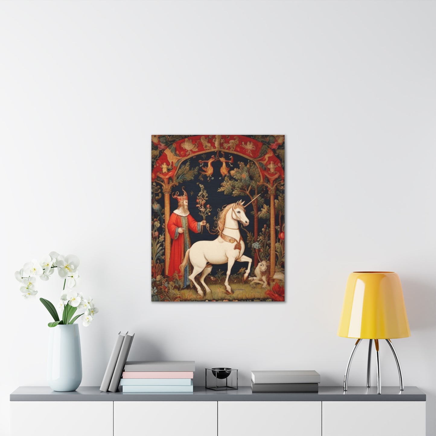 Wizard and the Unicorn Tapestry - Canvas Stretched, 0.75"