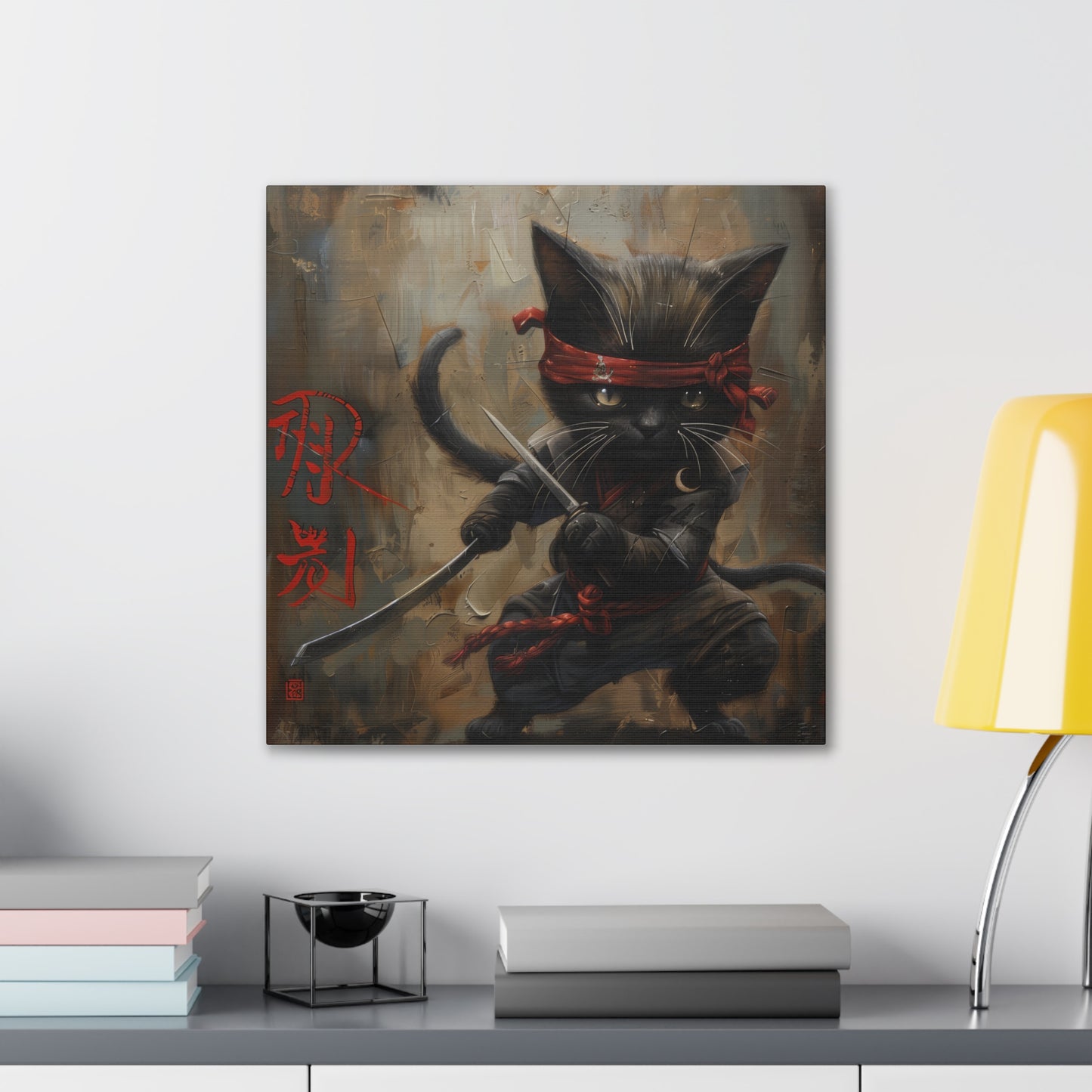 Ninja Kitty - Canvas Stretched, 0.75"