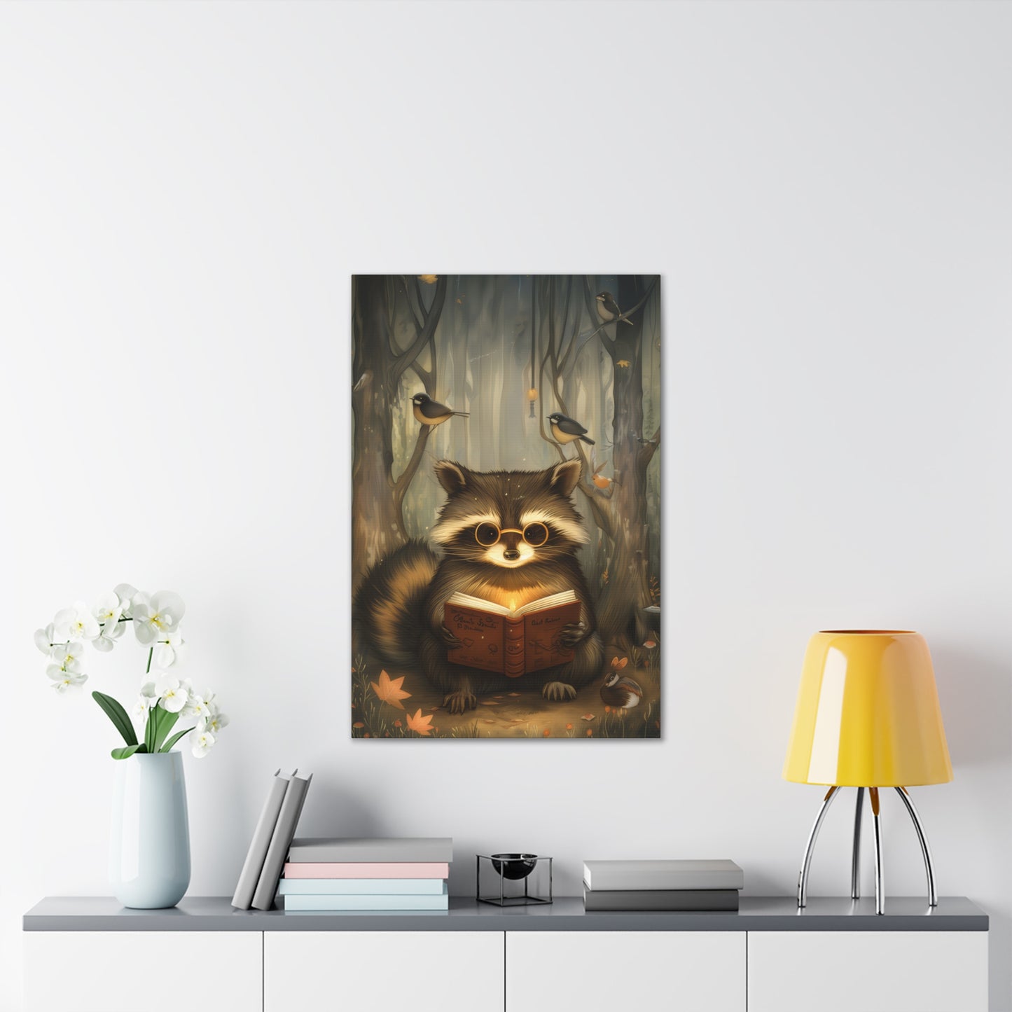 Raccoon in Spectacles - Canvas Stretched, 0.75"