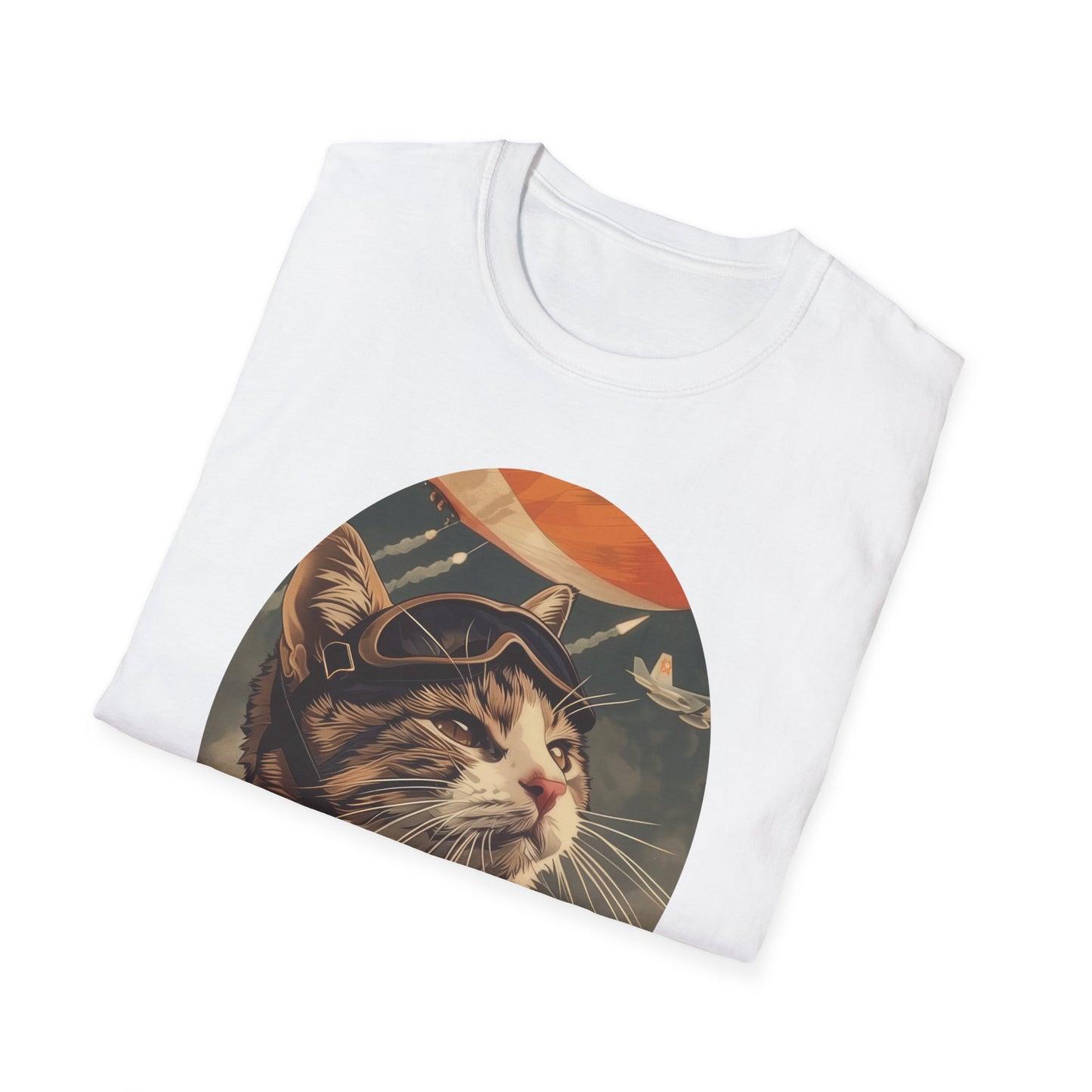 Cat Fighter Pilot - Unisex Softstyle T-Shirt