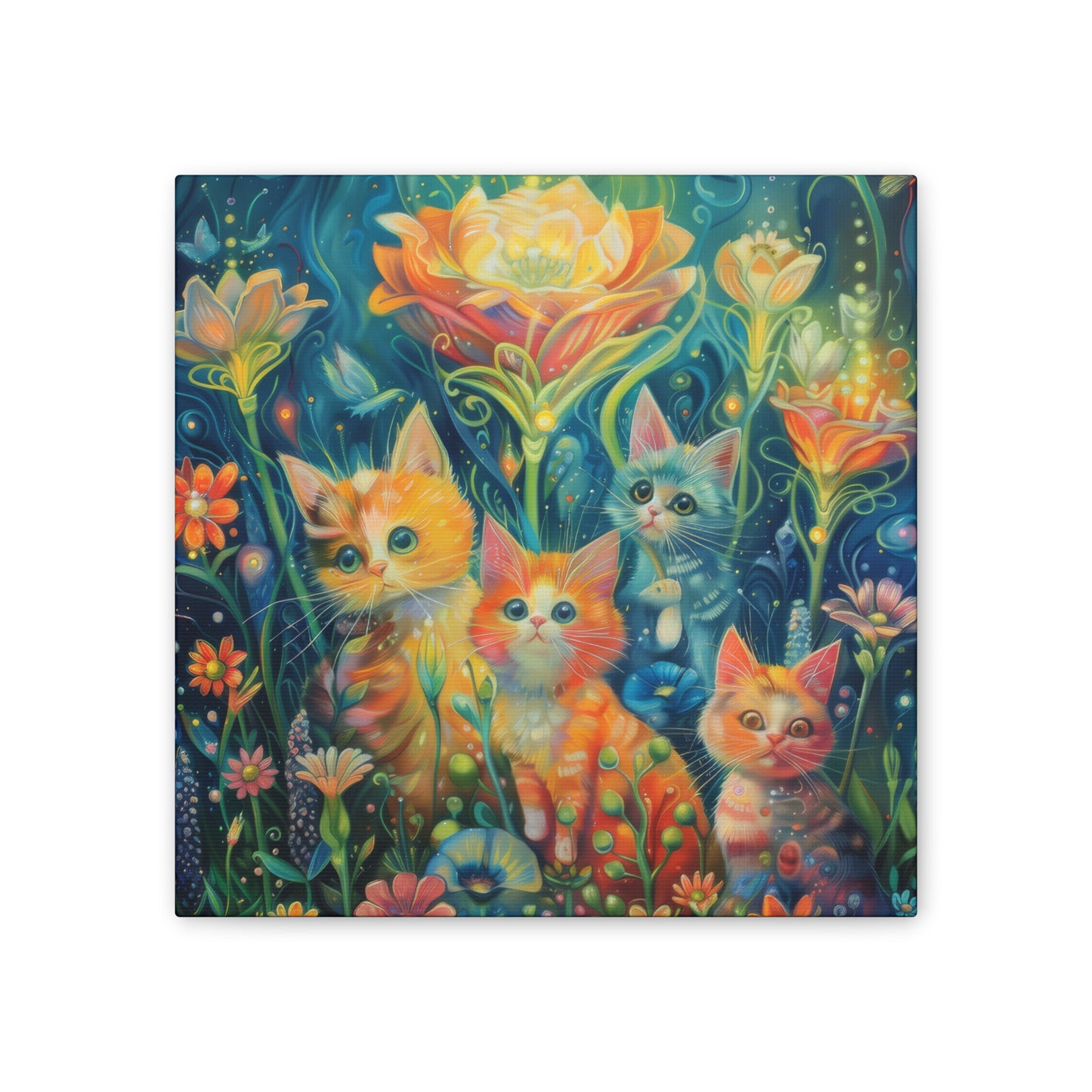 Cats and Flowers - Canvas Stretched, 0.75"