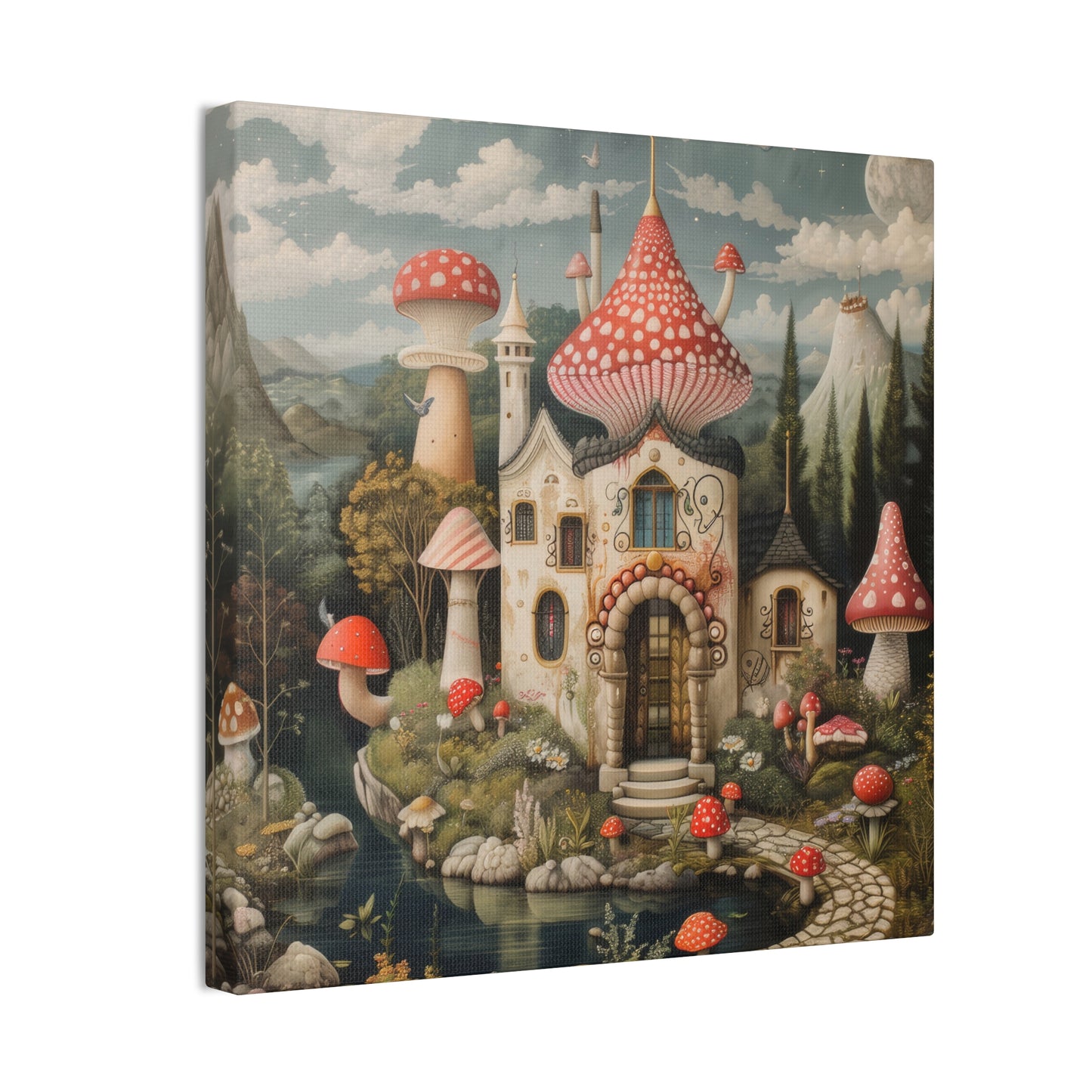 Mushroom House - Canvas Stretched, 0.75"