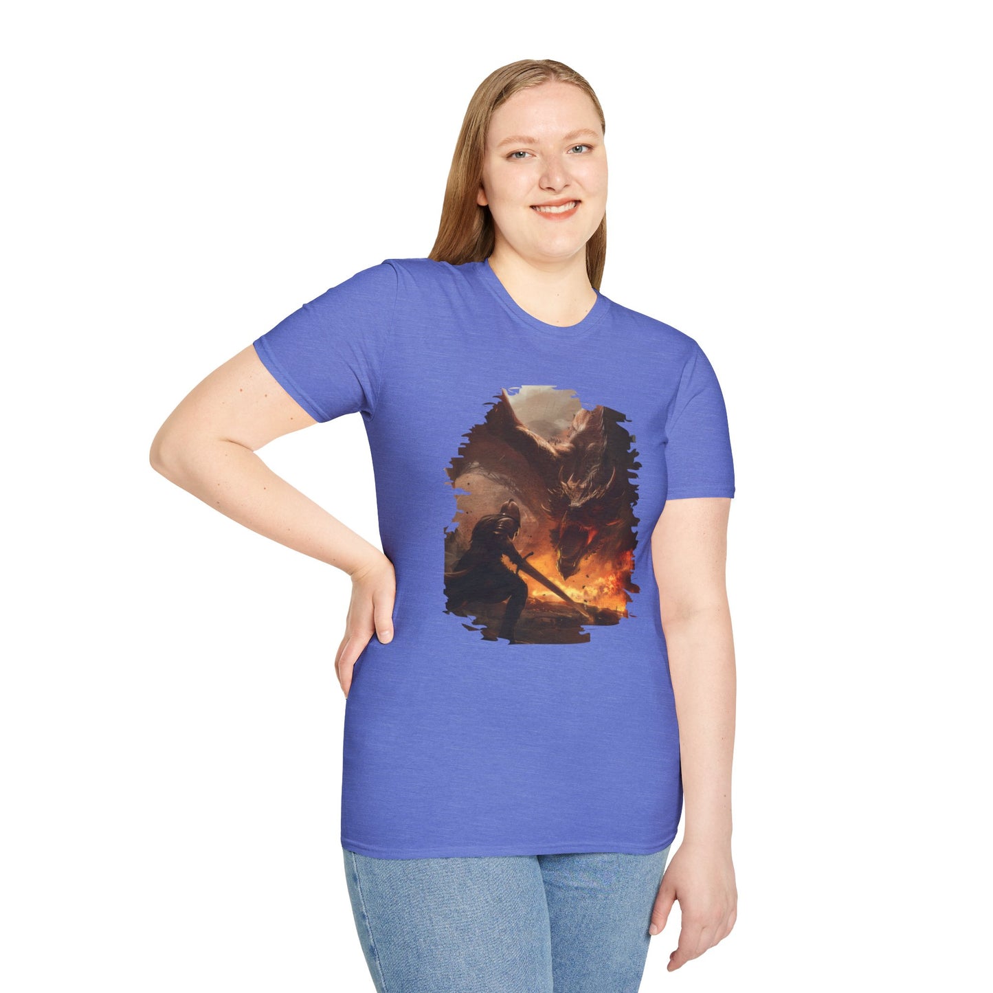 Fighter and Dragon - Unisex Softstyle T-Shirt