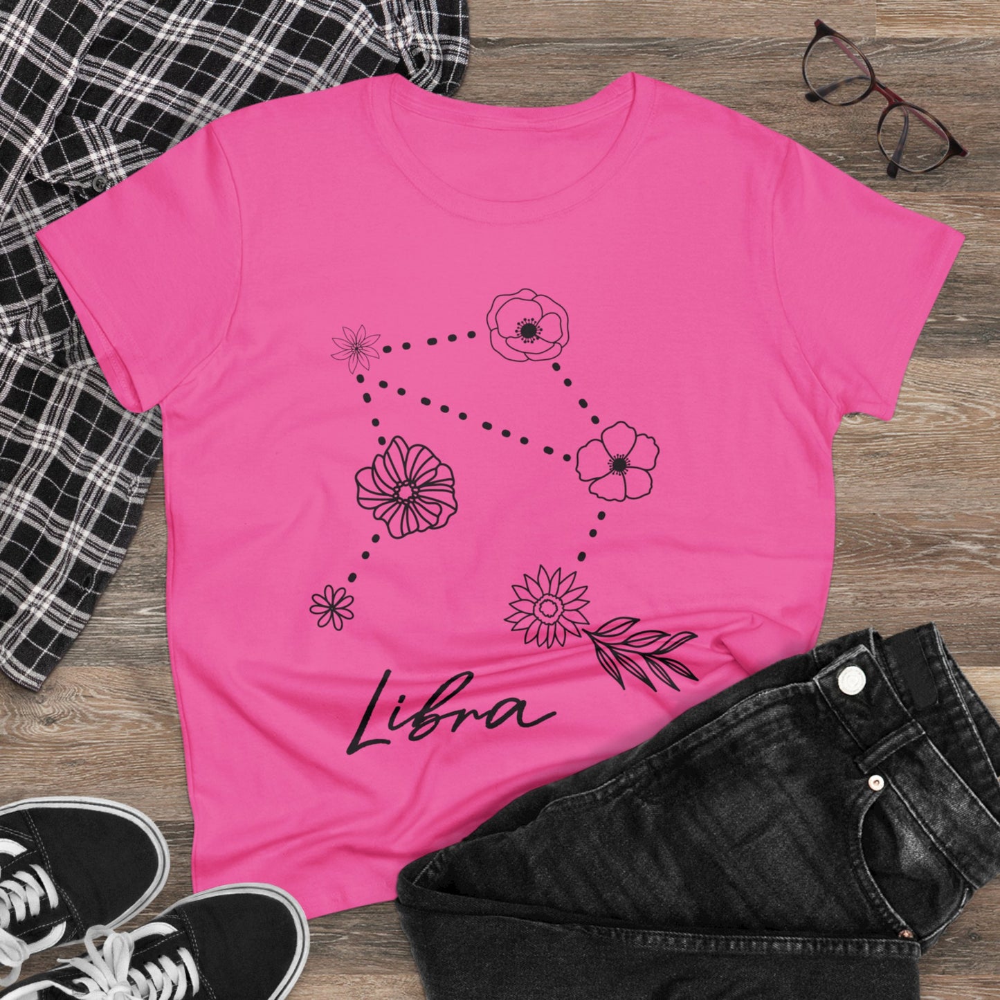 Flower Constellation - Libra - Astrology - Women's Midweight Cotton Tee