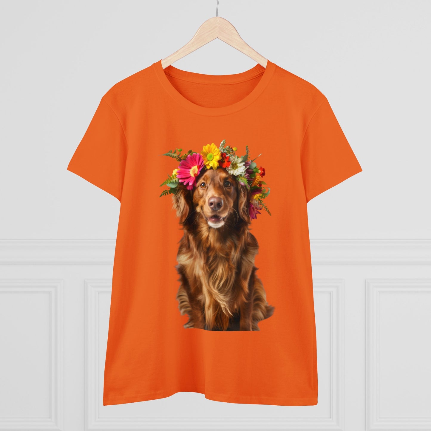 Dog's Flower Crown - Women's Midweight Cotton Tee