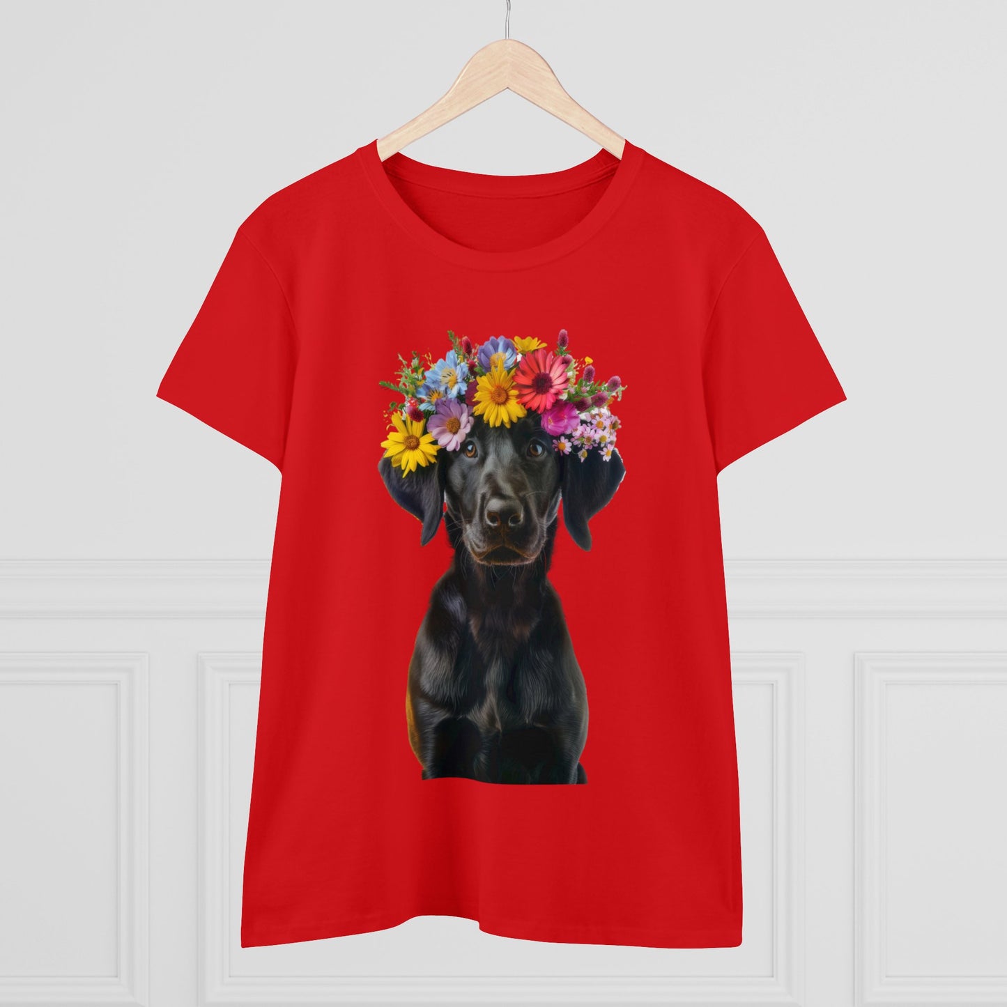 Dog's Flower Crown - Women's Midweight Cotton Tee