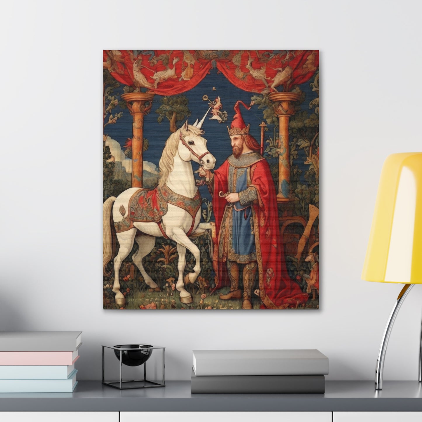 Mage and the Unicorn Tapestry - Canvas Stretched, 0.75"