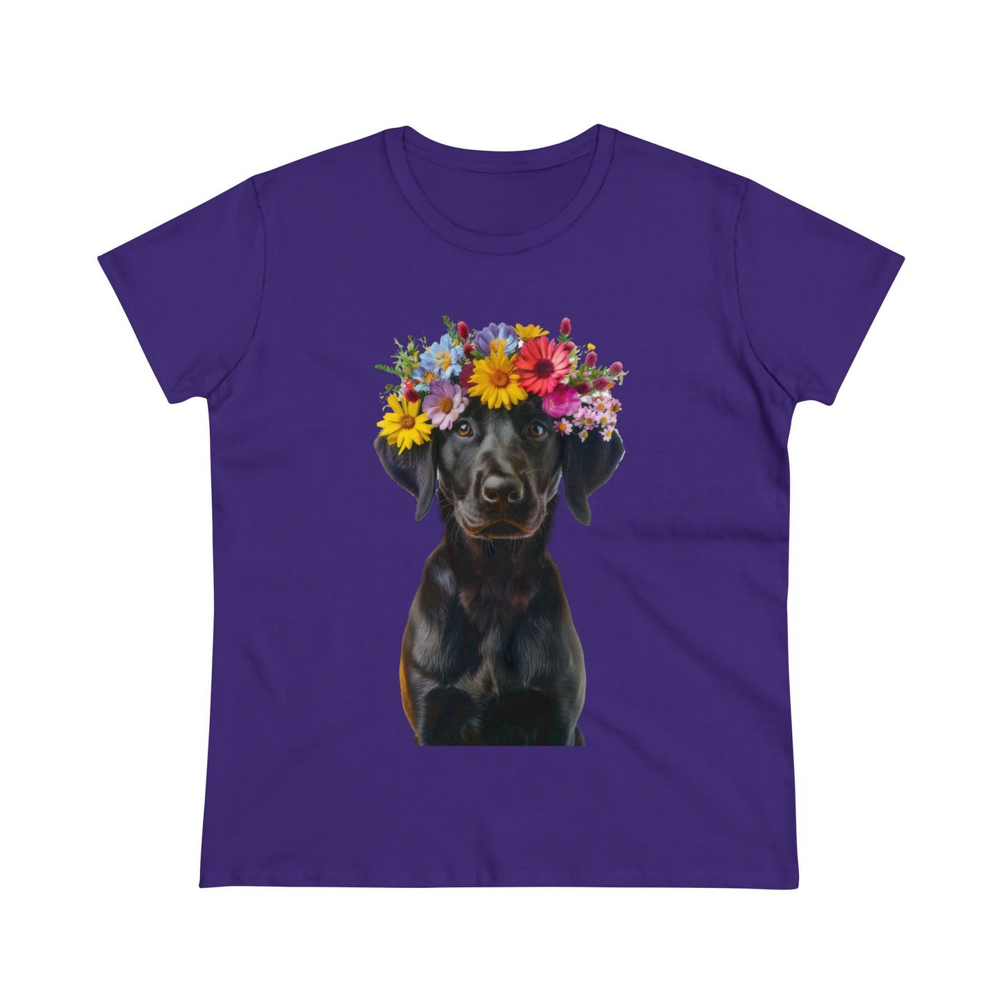 Dog's Flower Crown - Women's Midweight Cotton Tee