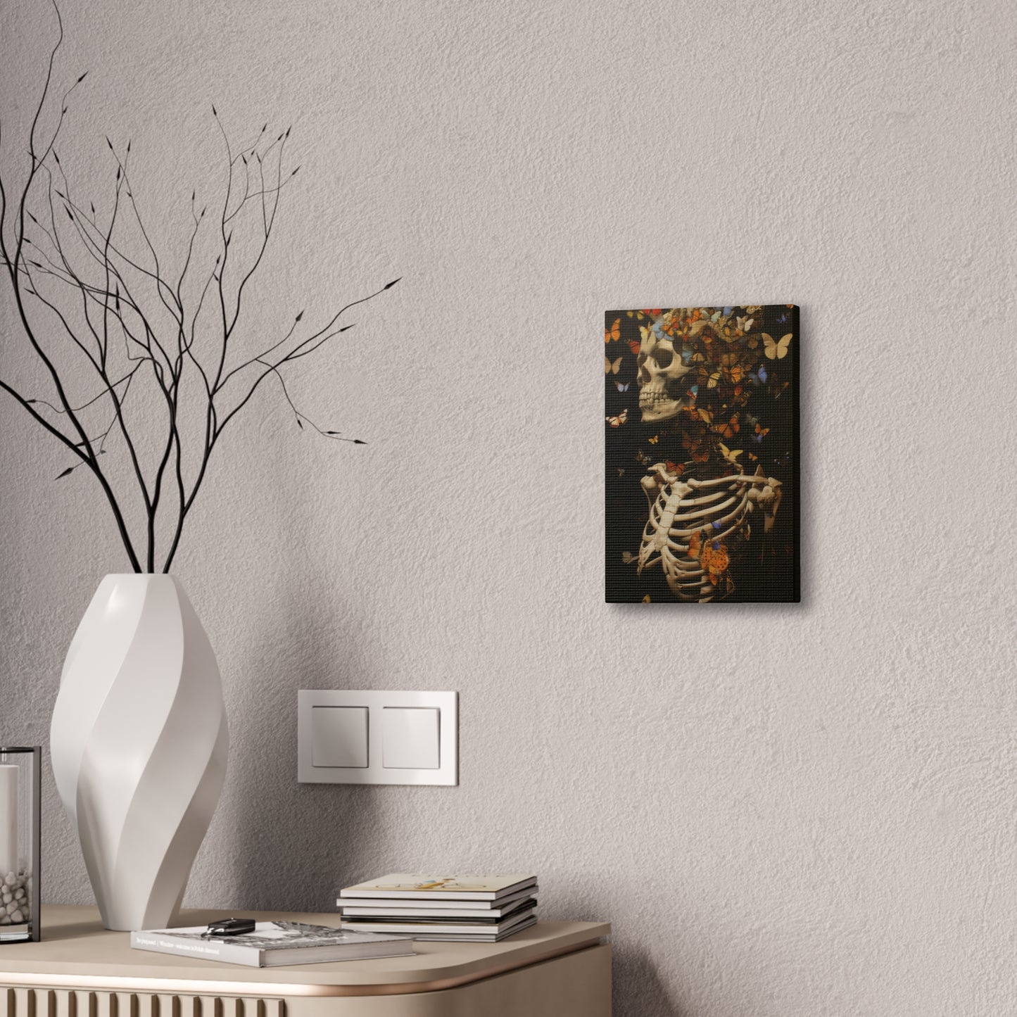 Skeleton and Butterflies - Canvas Stretched, 0.75"