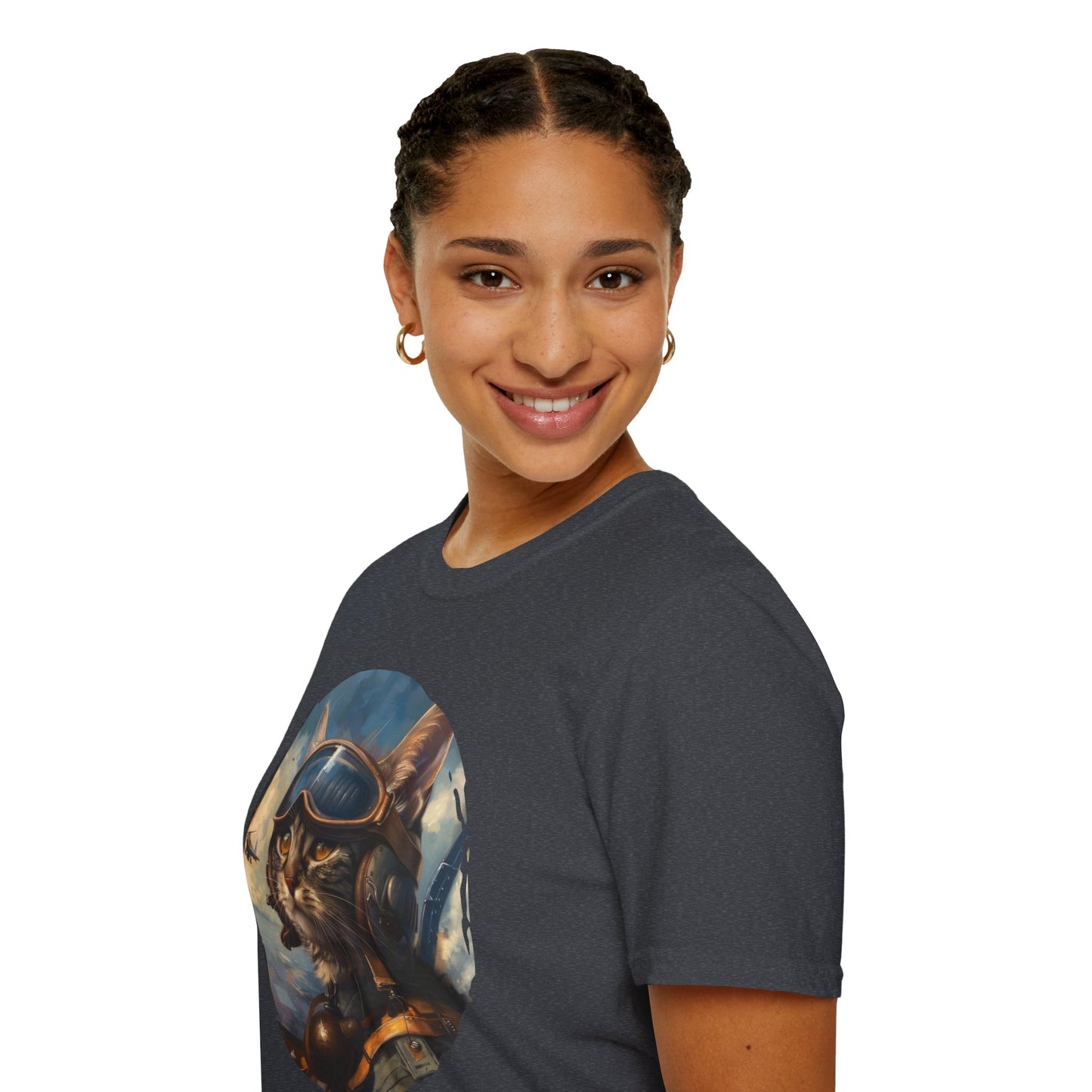 Cat Fighter Pilot - Unisex Softstyle T-Shirt