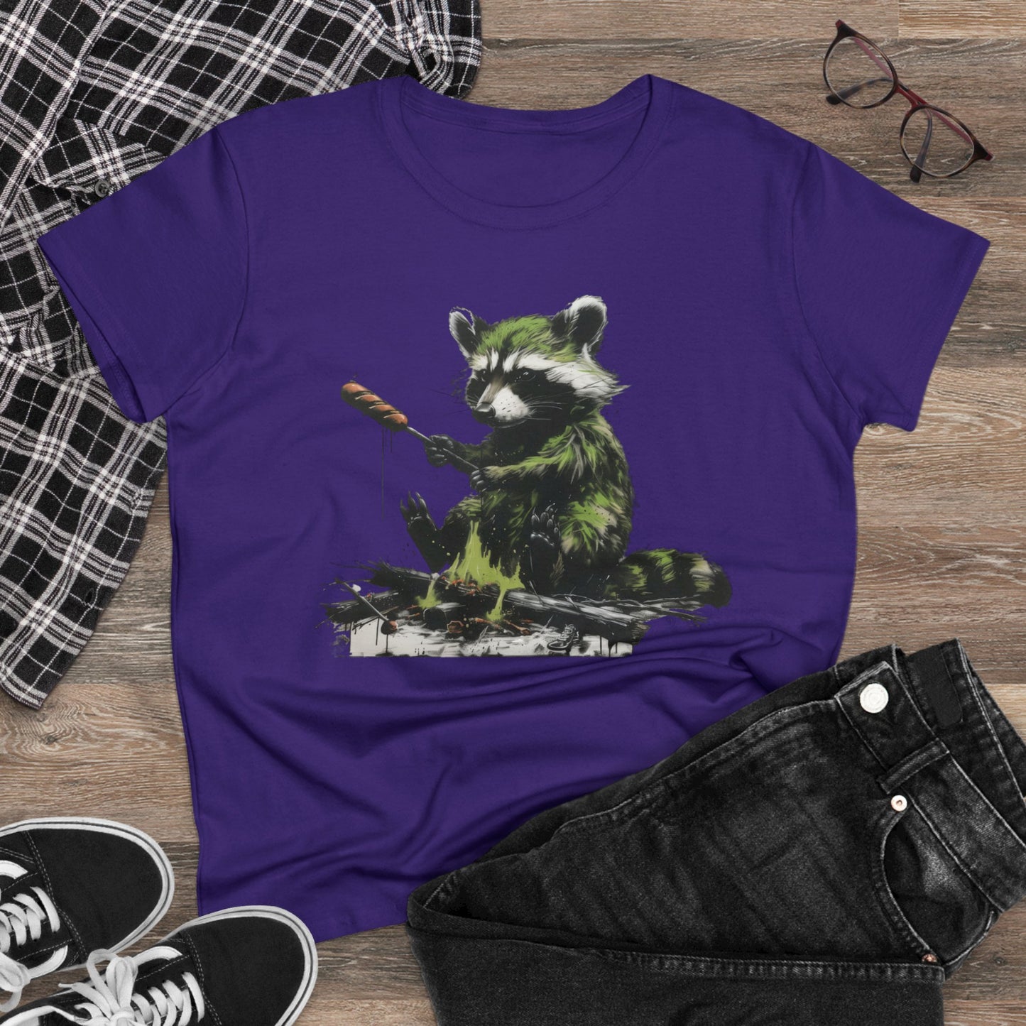 Raccoon Cookout - Women's Midweight Cotton Tee