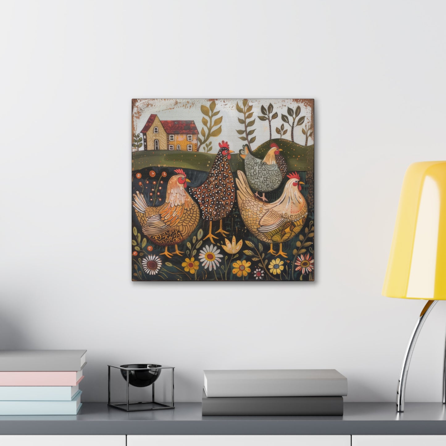 Chickens - Canvas Stretched, 0.75" - Canvas Stretched, 0.75"