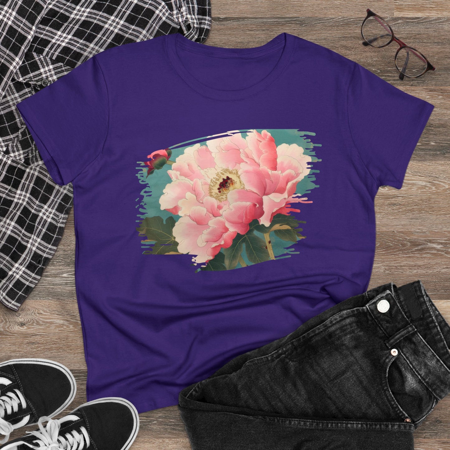 Peony - Flower - Women's Midweight Cotton Tee