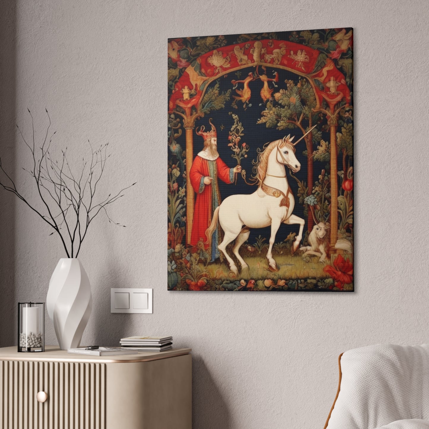 Wizard and the Unicorn Tapestry - Canvas Stretched, 0.75"