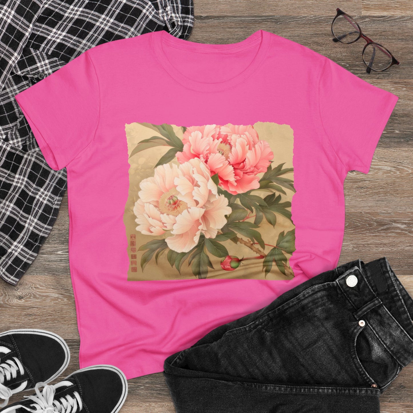 Peony - Flower - Women's Midweight Cotton Tee