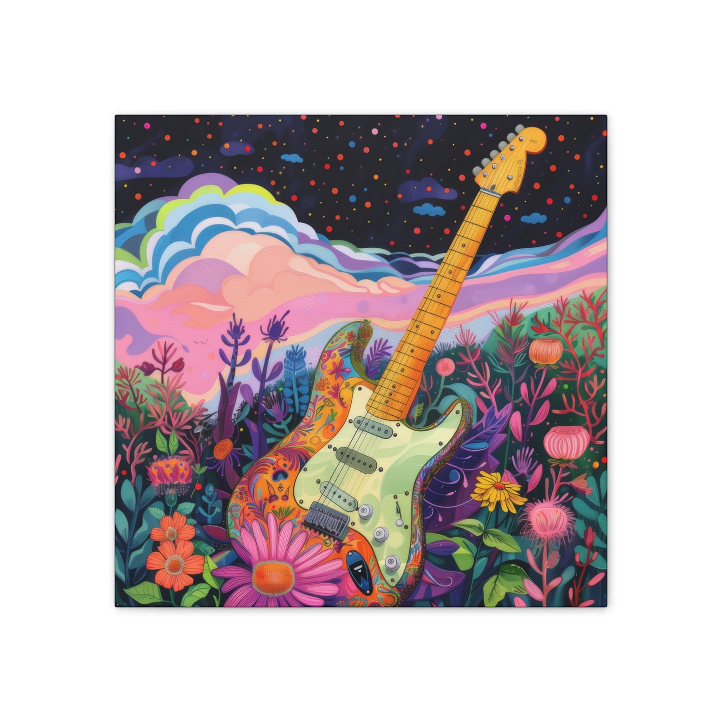 Retro Guitar Poster - Canvas Stretched, 0.75"