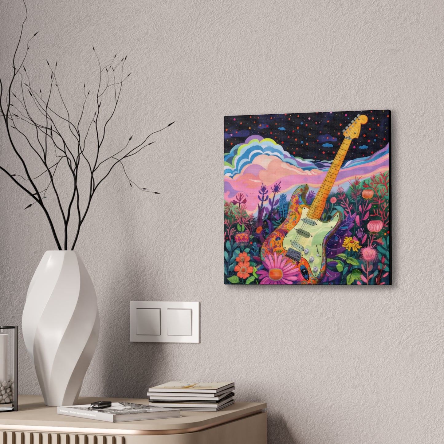 Retro Guitar Poster - Canvas Stretched, 0.75"