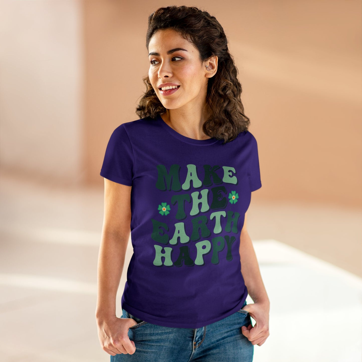 Make the Earth Happy - Gardening - Women's Midweight Cotton Tee