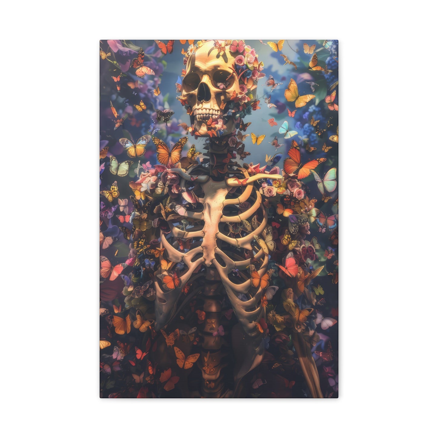 Skeleton and Butterflies - Canvas Stretched, 0.75"