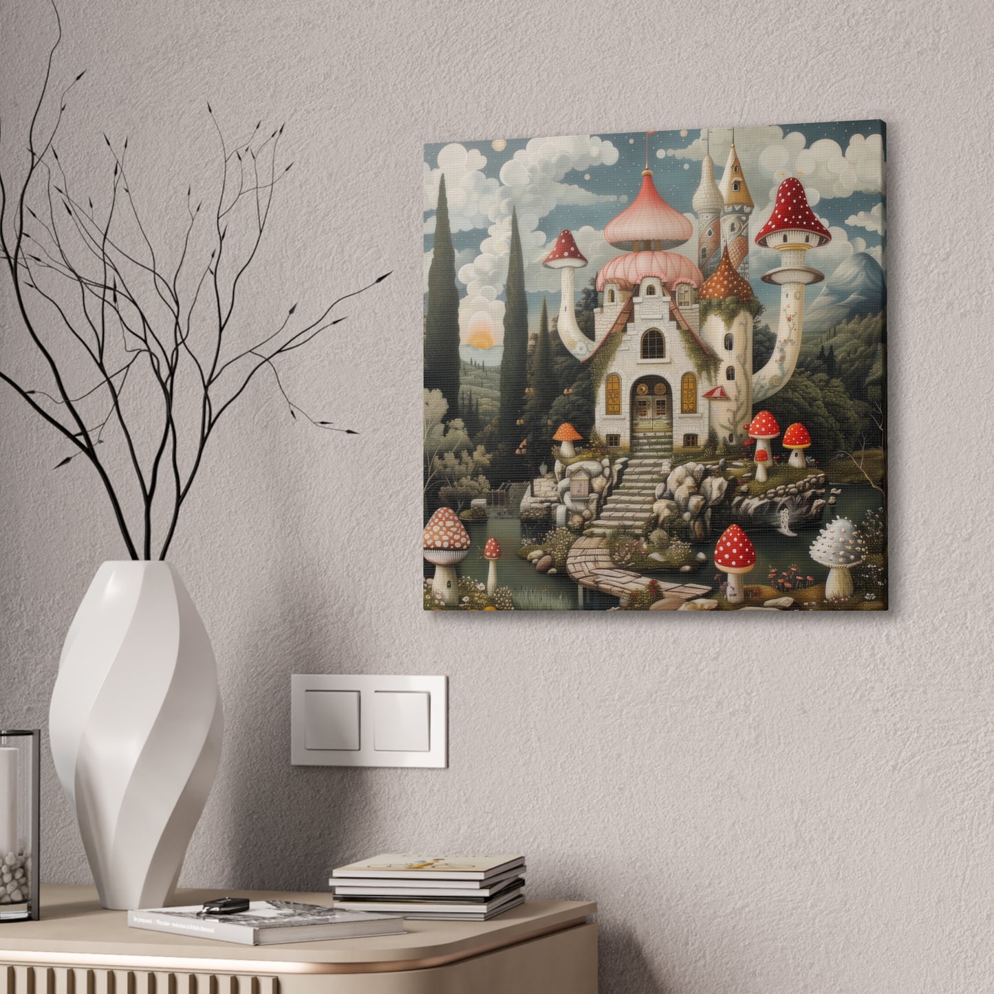 Mushroom House - Canvas Stretched, 0.75"