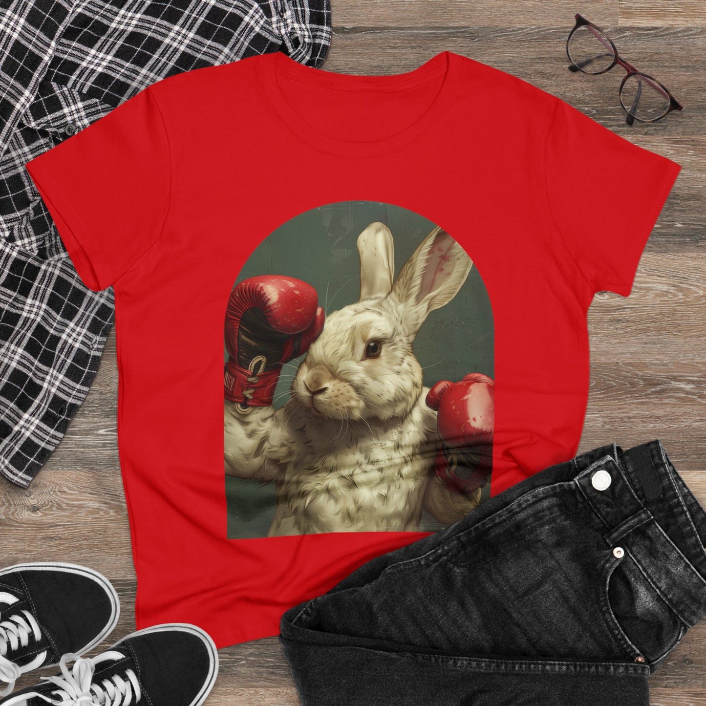 Boxing Rabbit - Women's Midweight Cotton Tee